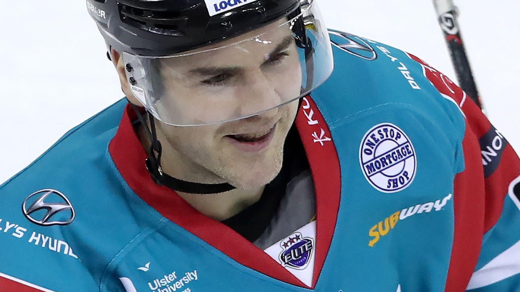 Jonathan Ferland celebrates scoring against the Panthers