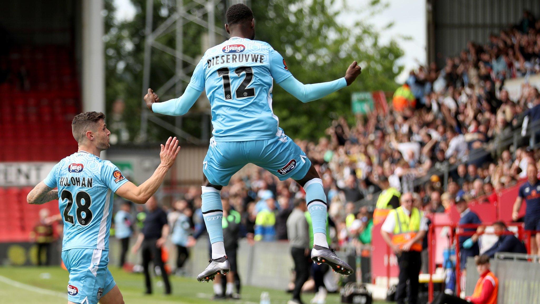 Grimsby Town's Emmanuel Dieseruvwe celebrates