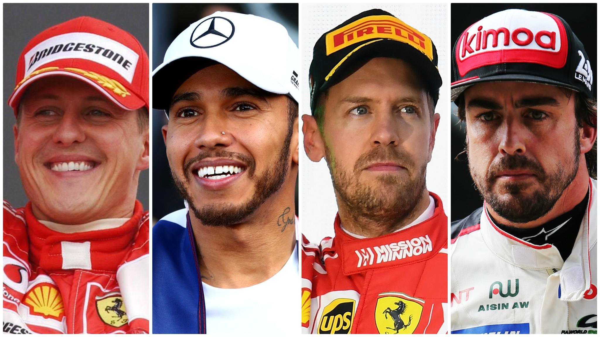 Michael Schumacher, Lewis Hamilton, Sebastian Vettel, Fernando Alonso