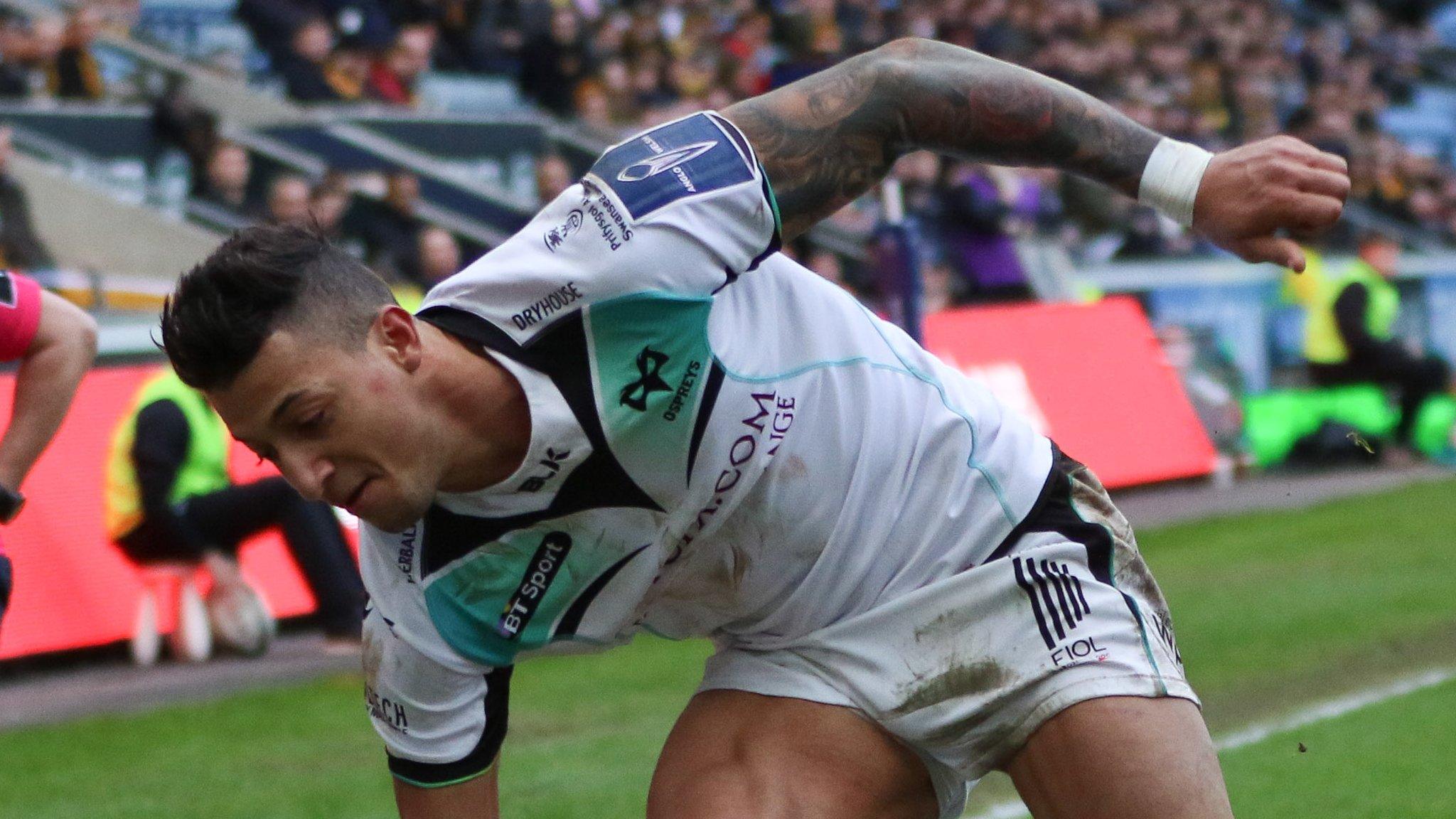 Jay Baker scores for Ospreys at Wasps