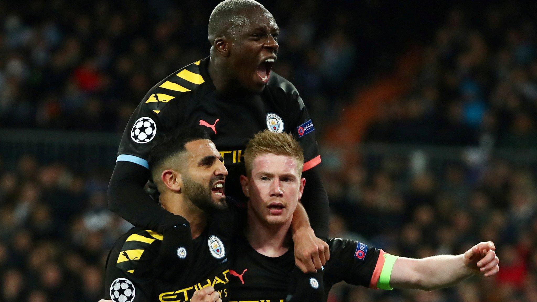 Manchester City celebrate win at Real Madrid