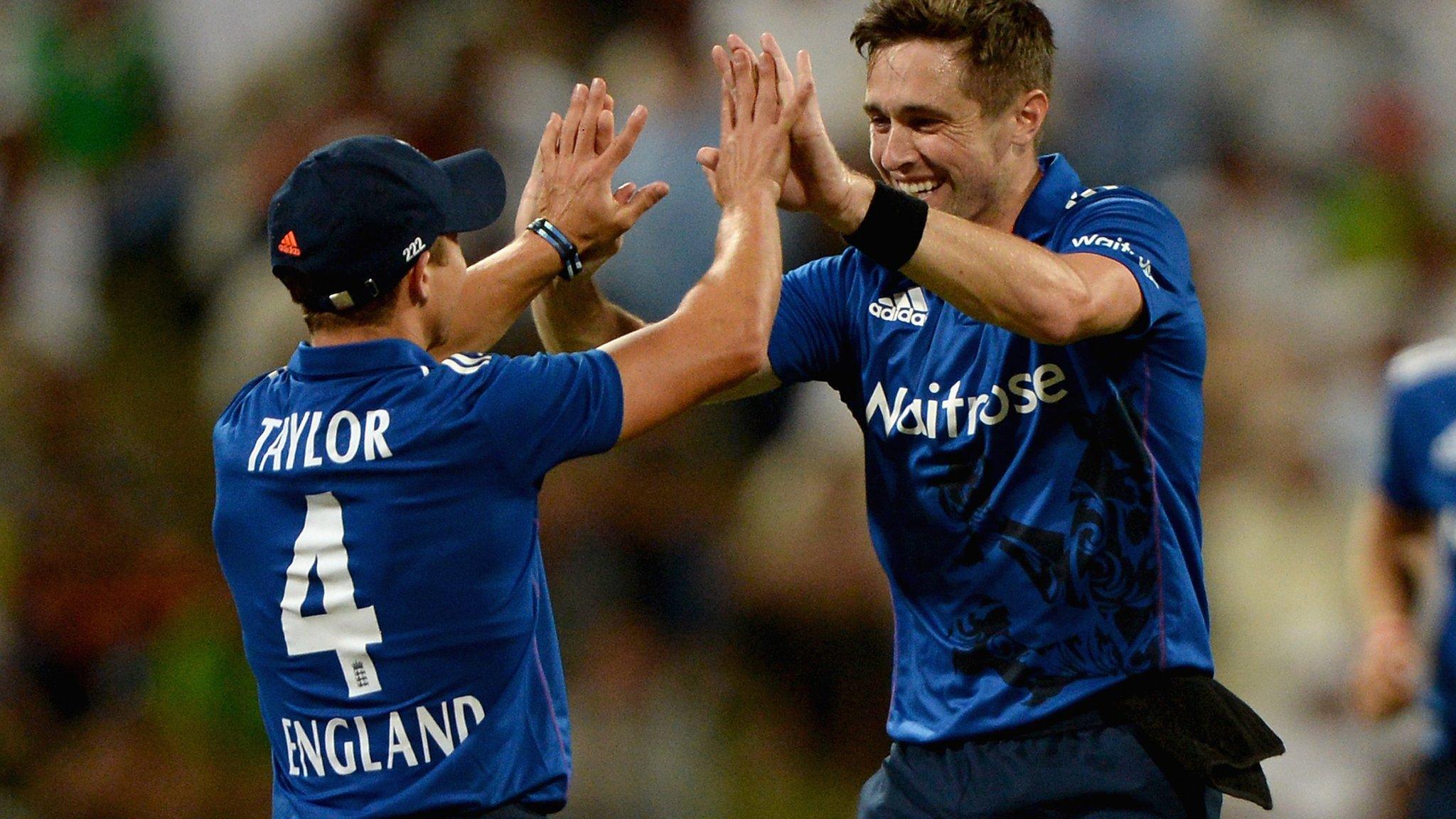 Chris Woakes celebrates