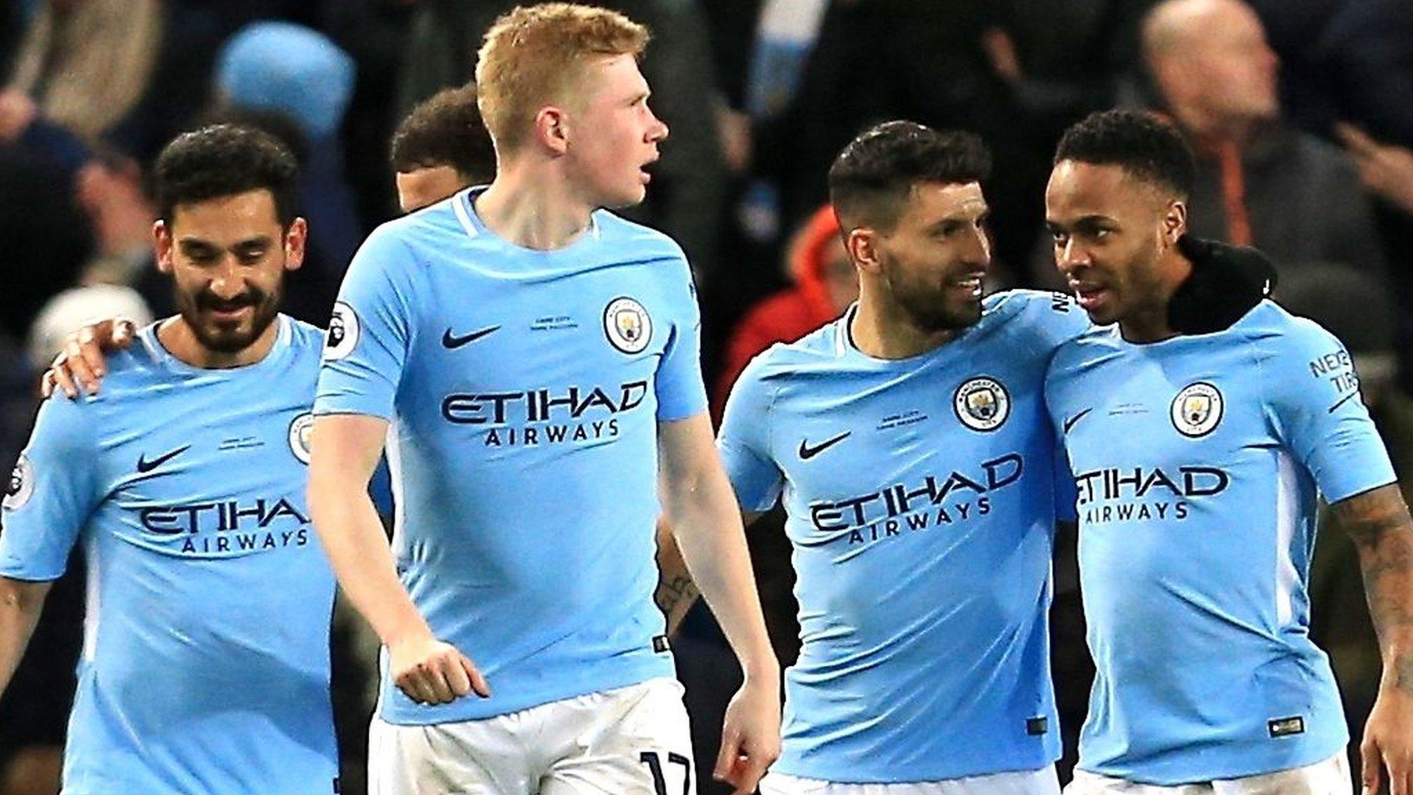 Manchester City players celebrate