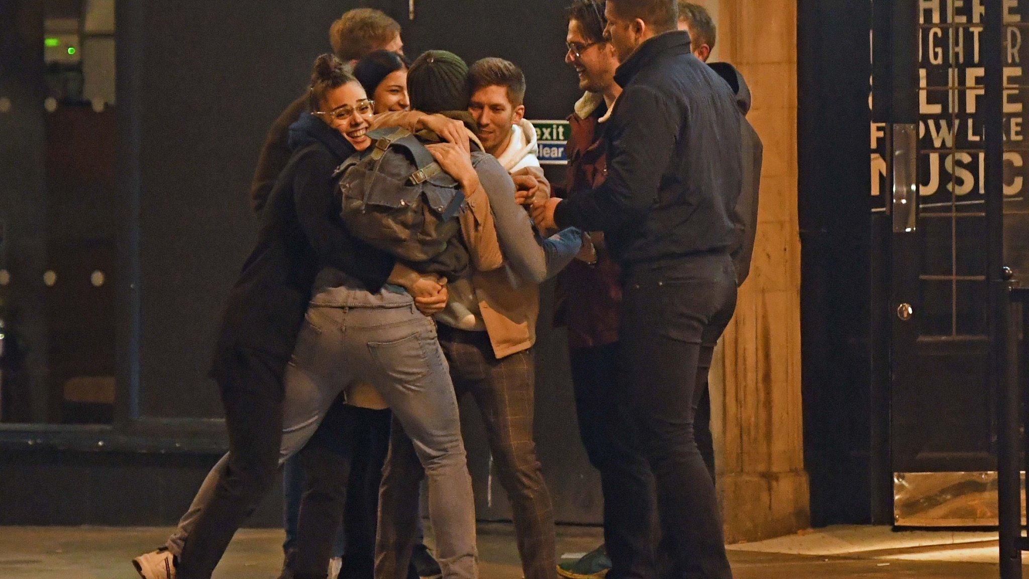 People outside a pub