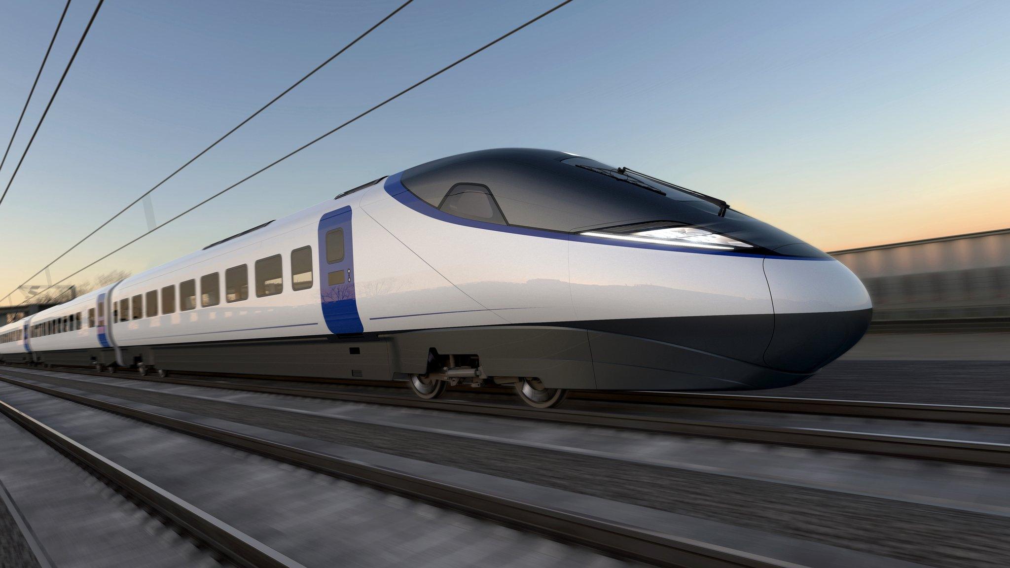 Artists impression of an HS2 train from the side