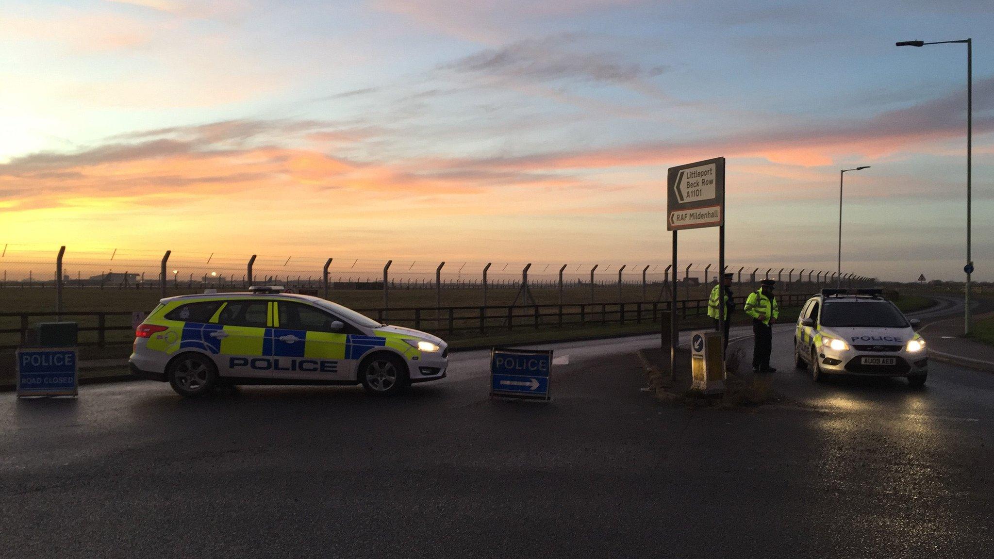 Police outside RAF Mildenhall