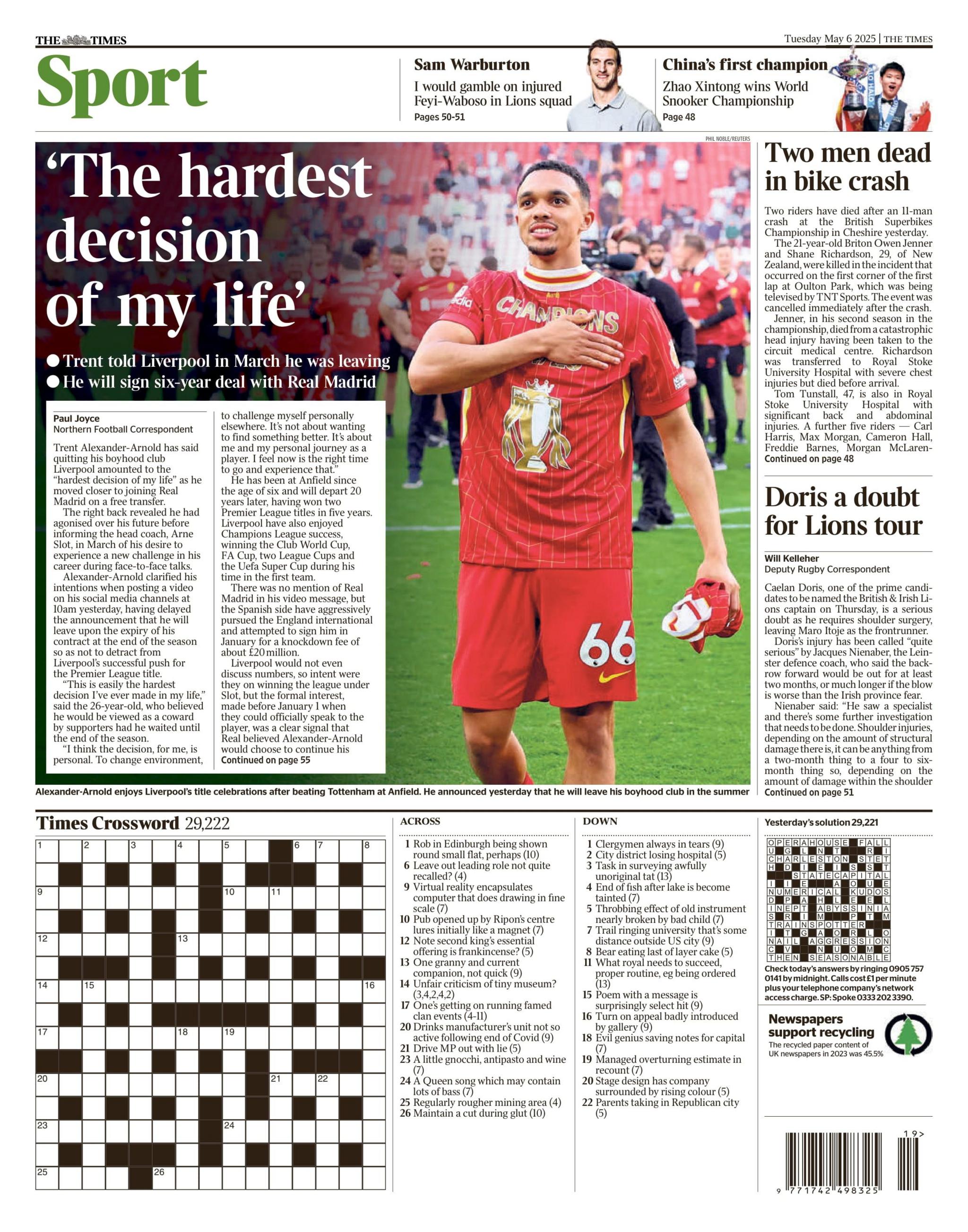 The Times back page