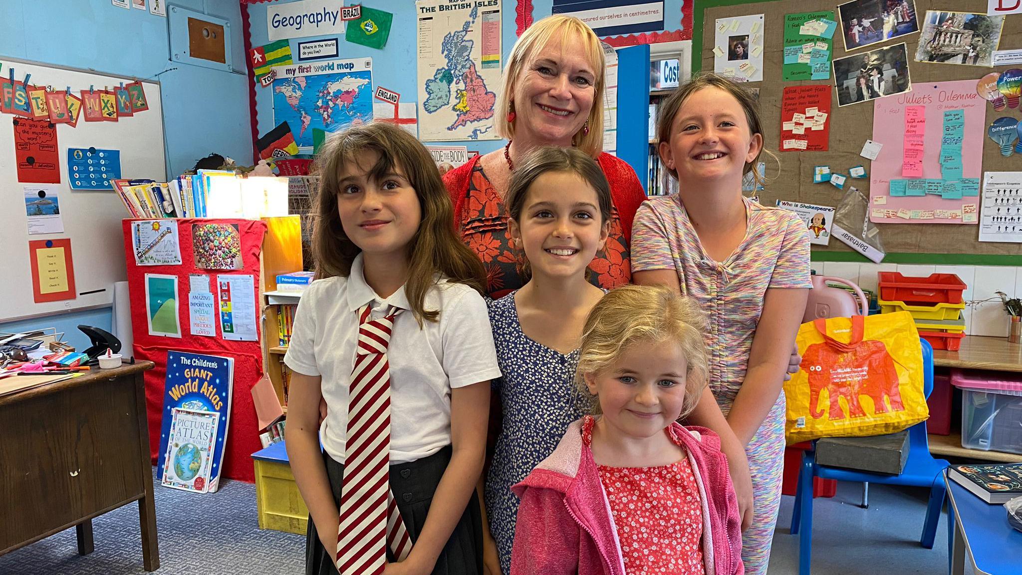 Staff and pupils at Herm Primary School