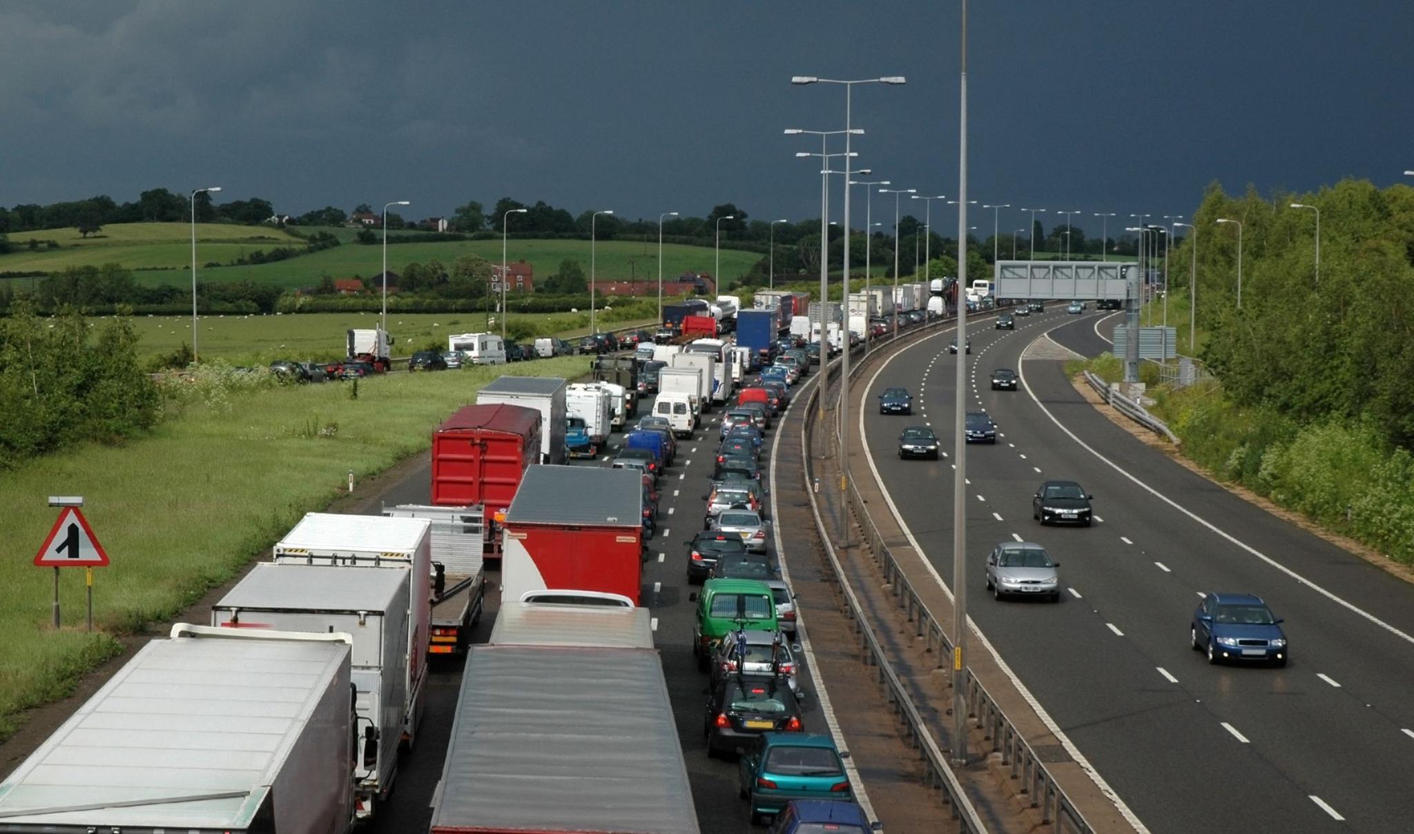 A stock image of a traffic jam on M5 motorway