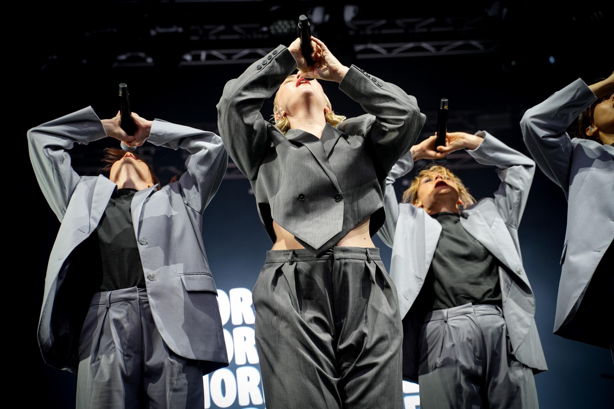 Self Esteem and backing singers on stage at Bristol Sounds 2023