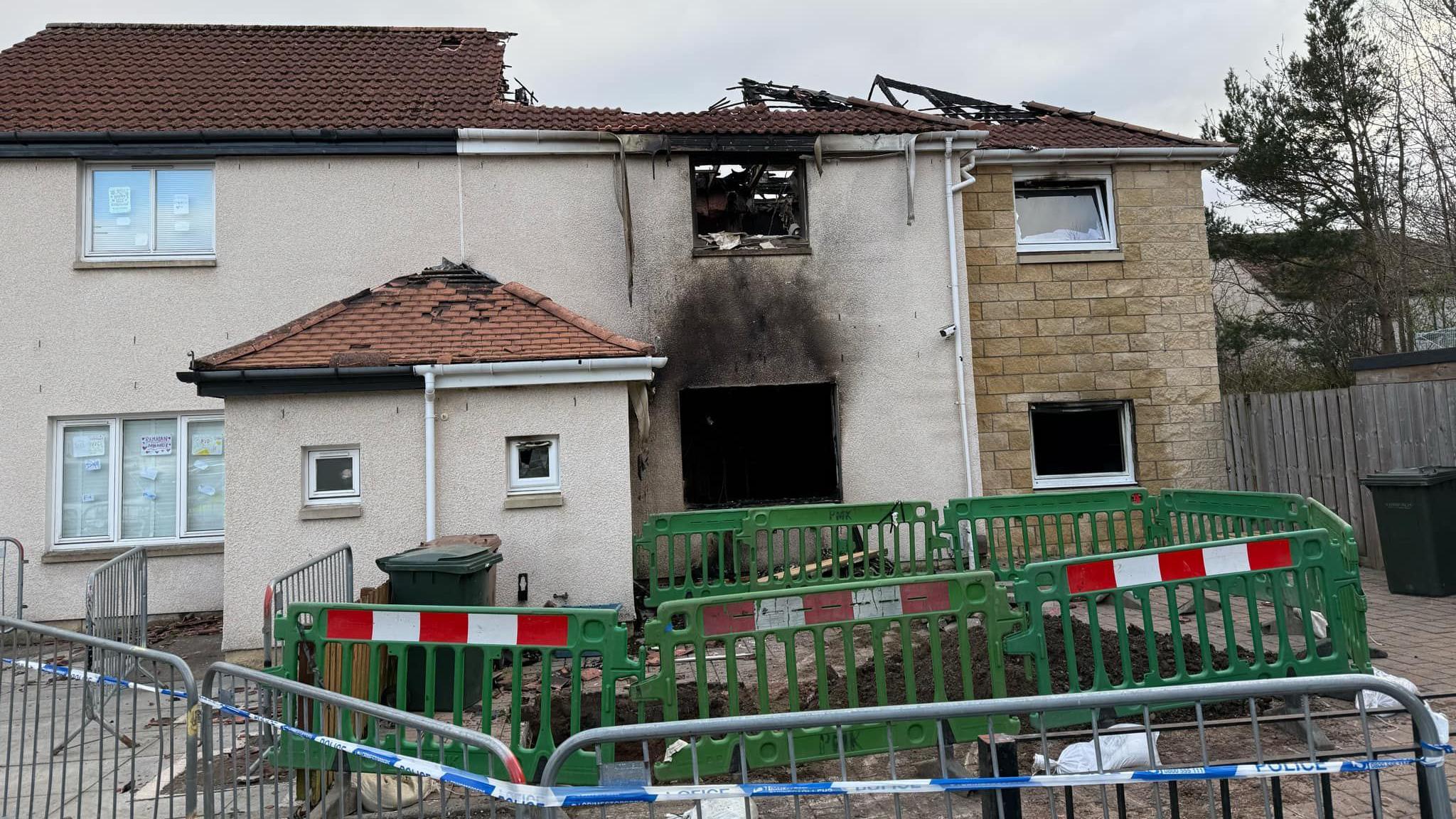 A house damaged by fire in Niddrie.