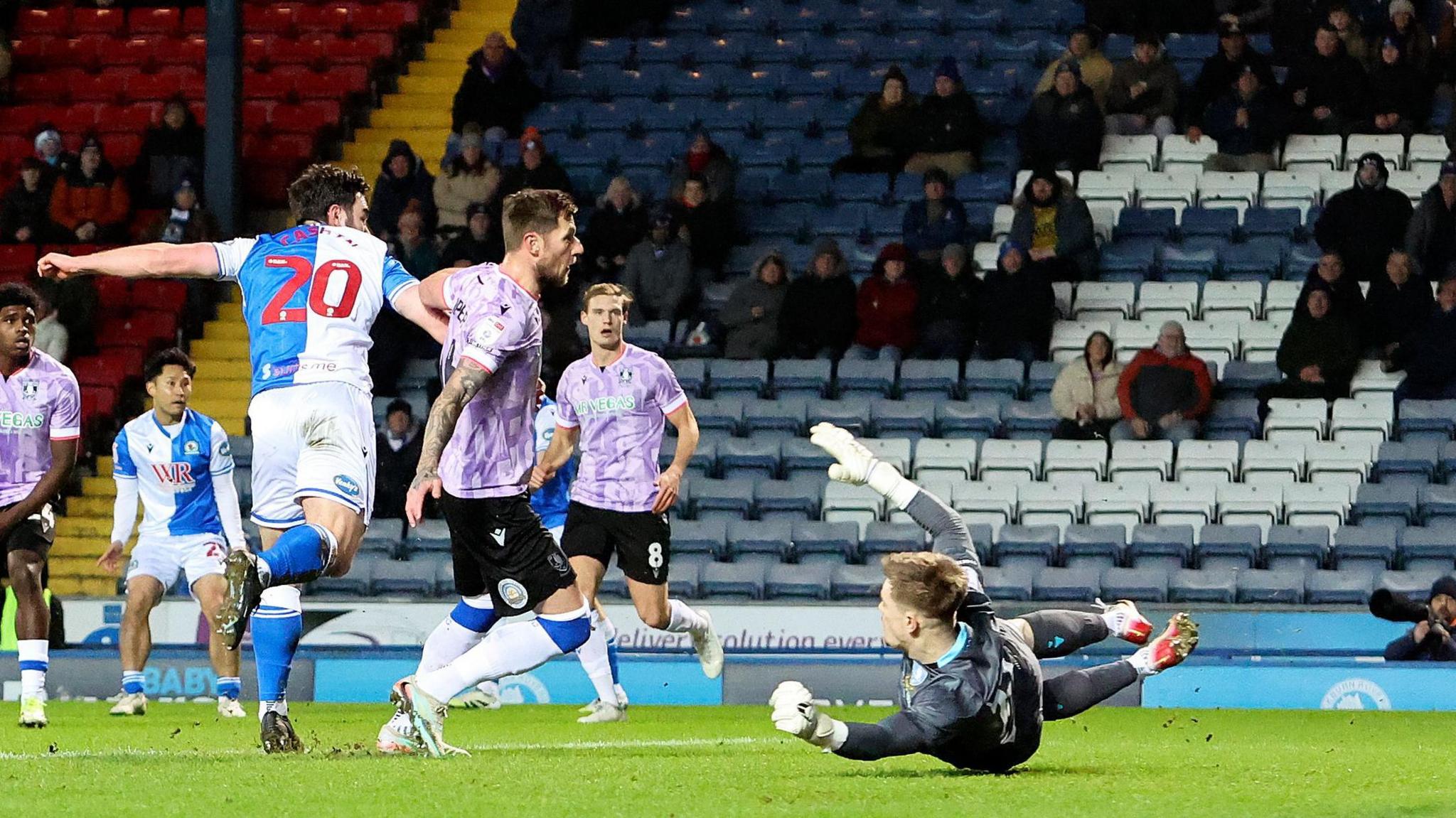 On-loan Brighton defender Eiran Cashin nips in to score his first Blackburn goal
