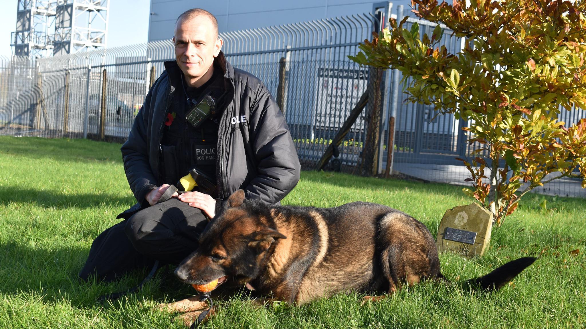 Police dog Axle with handler PC Dean Allen