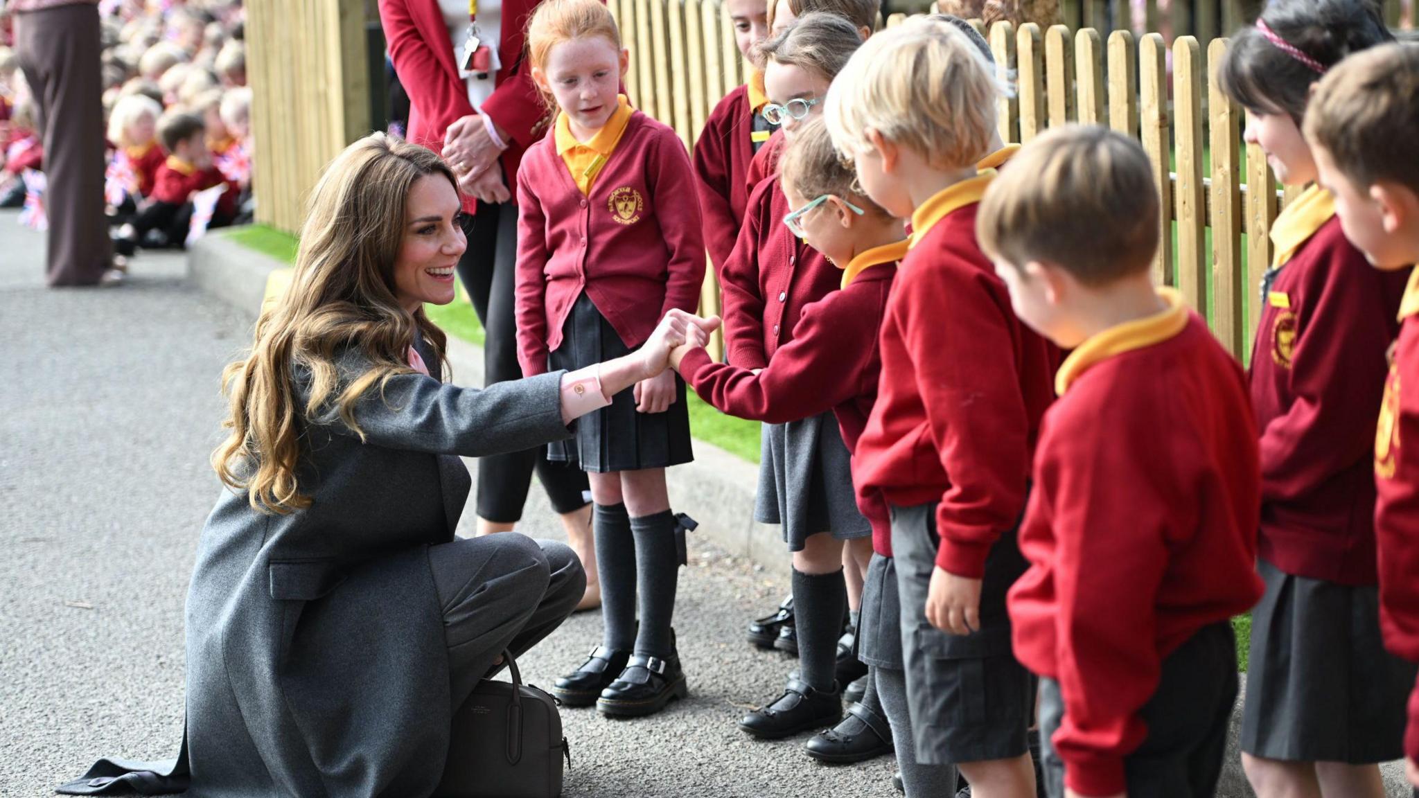 Catherine met pupils at Farnborough Road Infant and Junior School in Southport