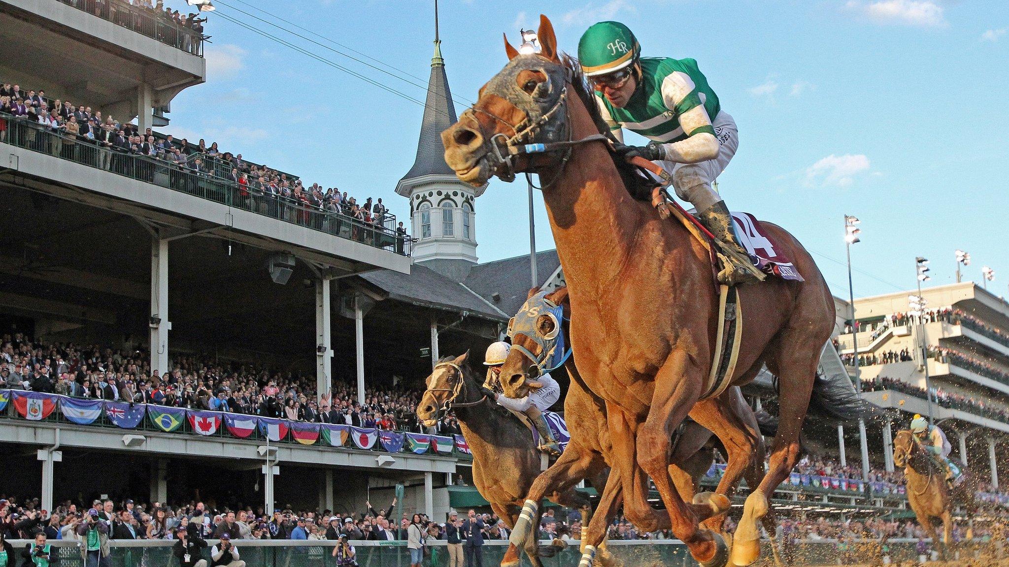 Accelerate, ridden by Joel Rosario, wins the Breeders' Cup Classic on 3 November 2018