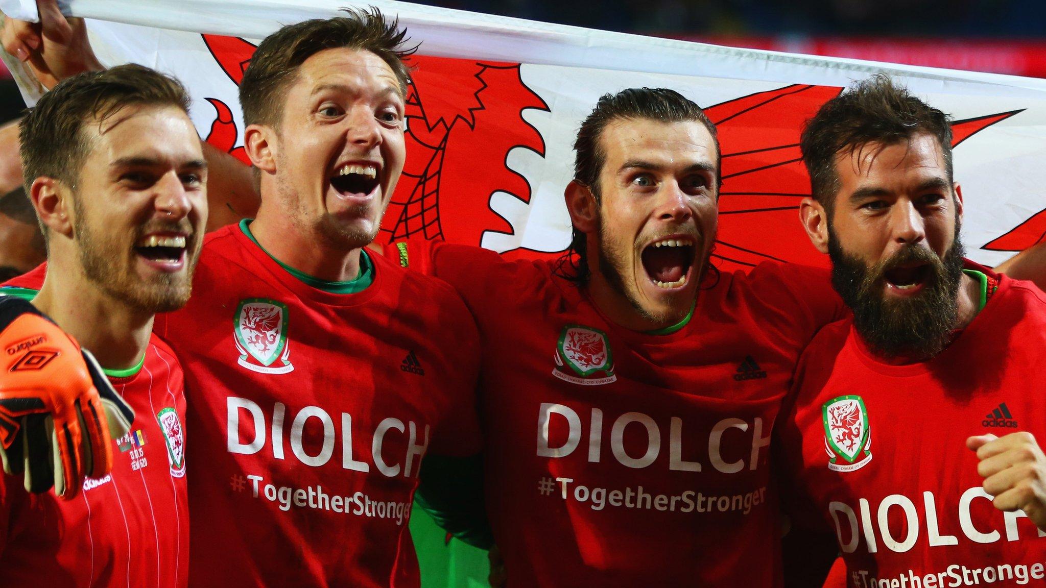 Aaron Ramsey, Wayne Hennessey, Gareth Bale and Joe Ledley