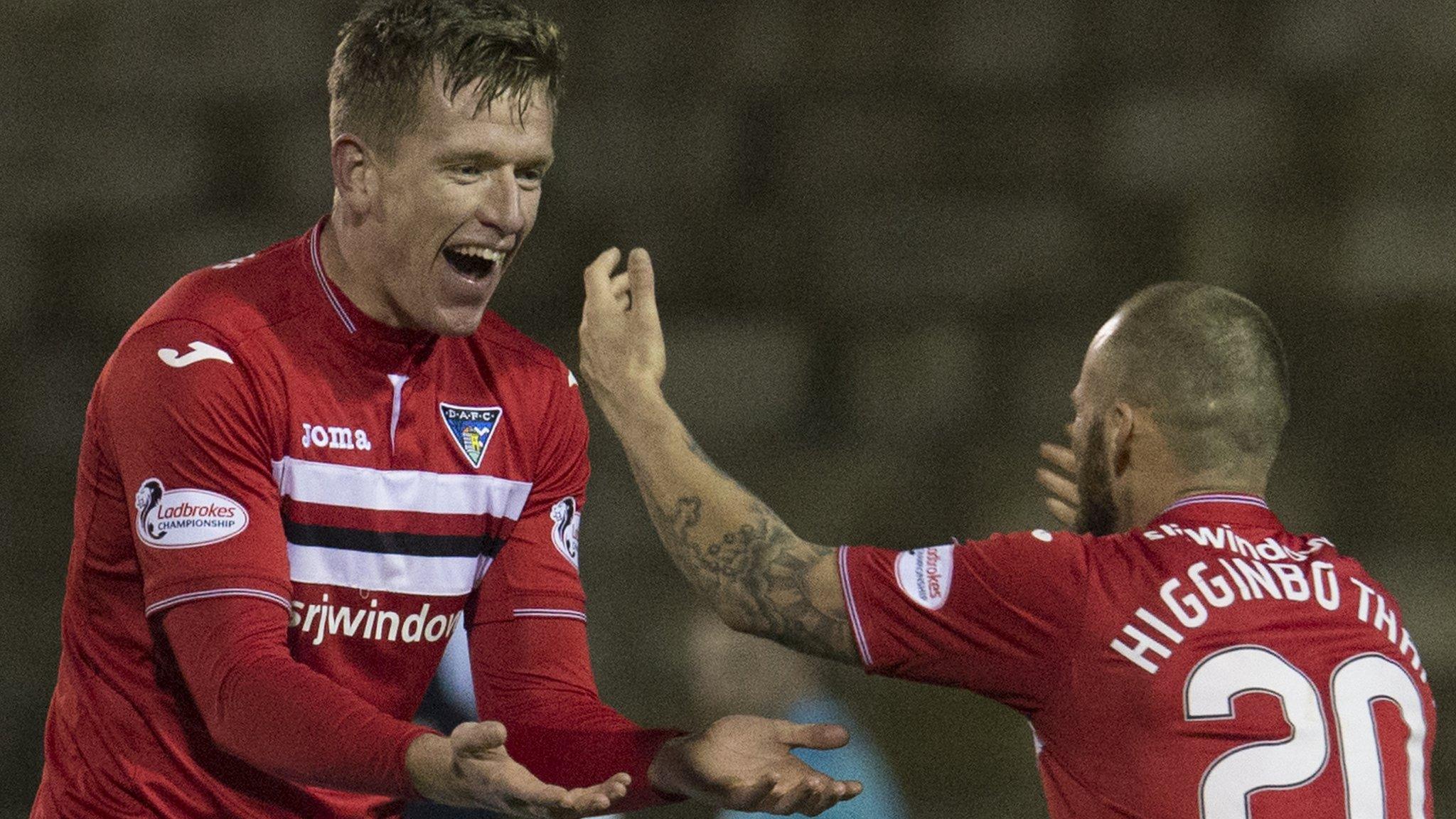 Dunfermline's Lee Ashcroft and Kallum Higginbotham celebrate