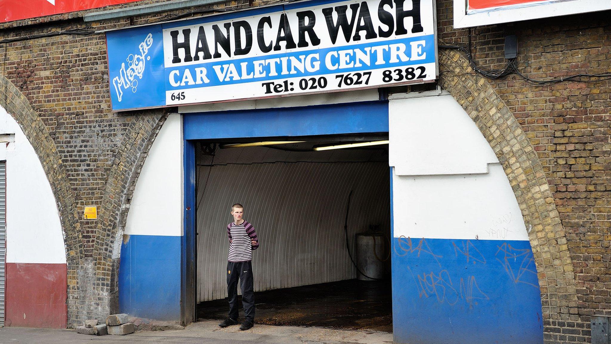 Carwash within railway arch in Battersea, London