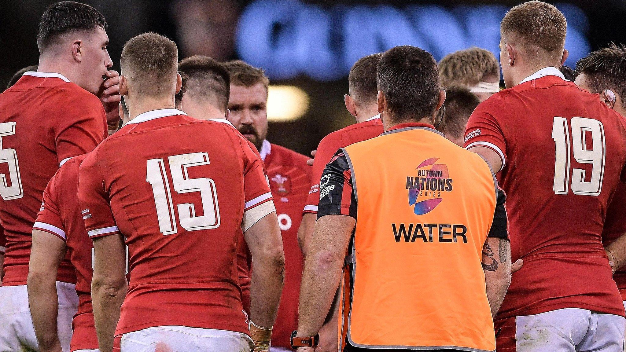 Wales players huddle