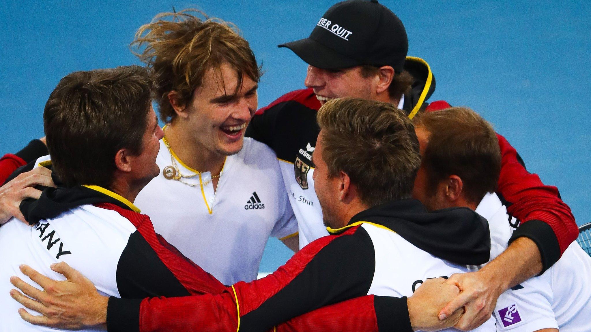 Germany's Davis Cup team celebrate