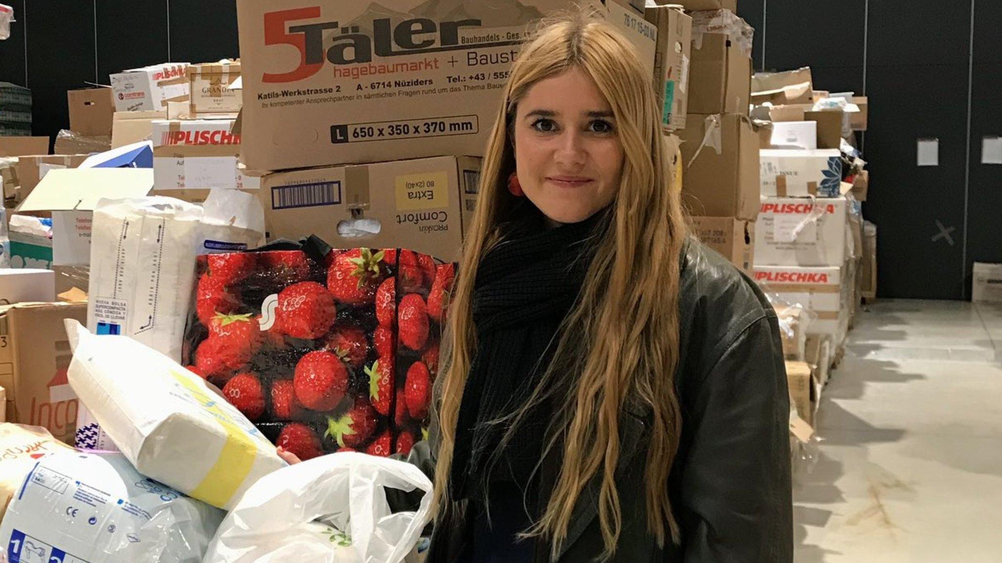 Ella Lambert in a refugee centre in Warsaw, Poland