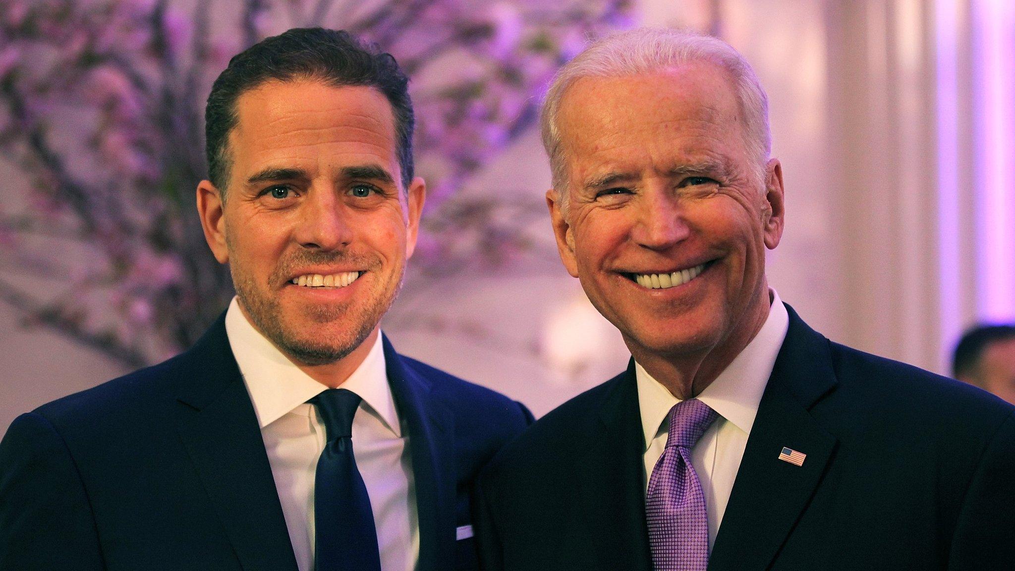 Hunter Biden (L) and then-US Vice President Joe Biden attend the World Food Program USA's Annual McGovern-Dole Leadership Award Ceremony in Washington on 12 April, 2016.