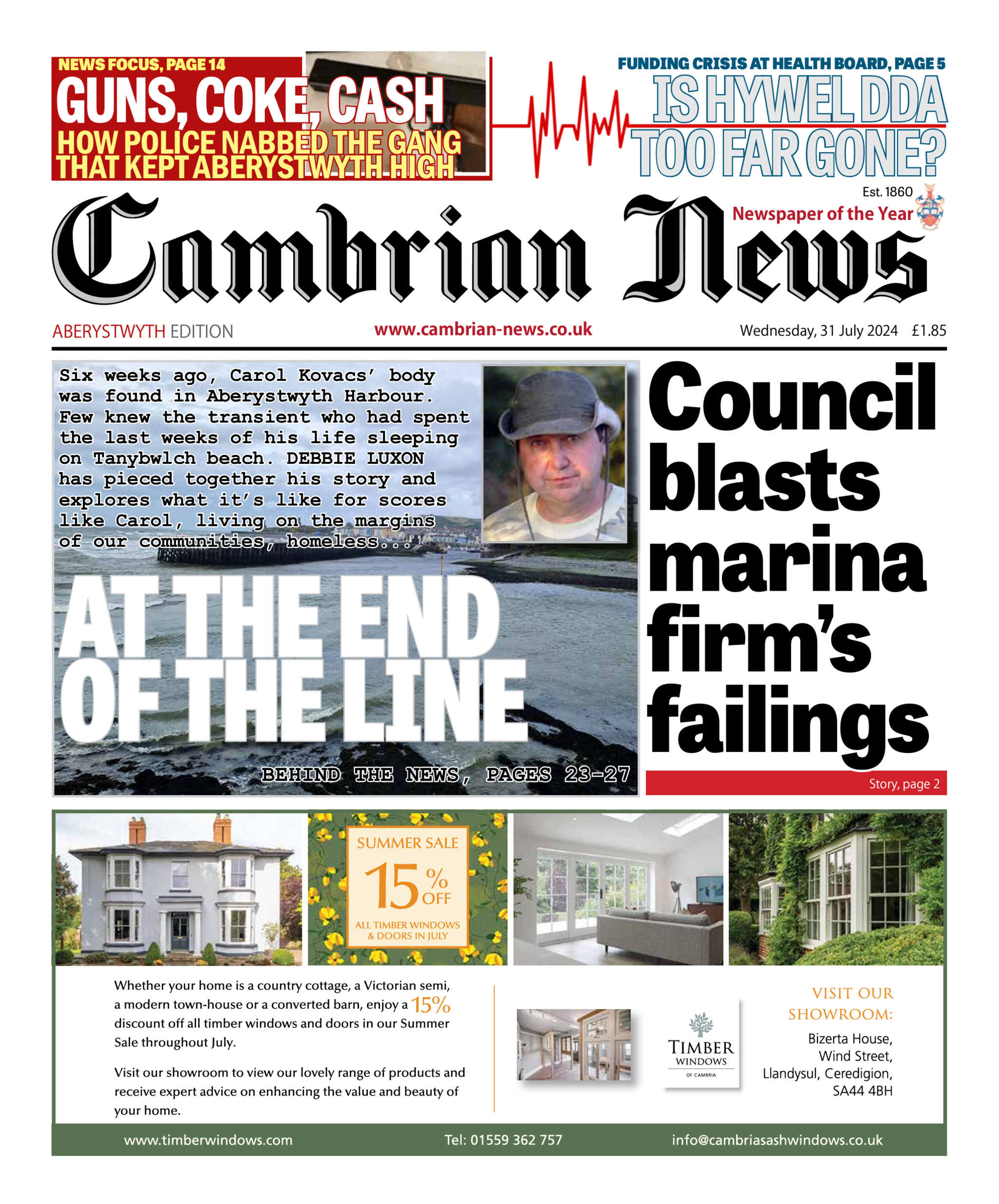 Front page of the Cambrian News