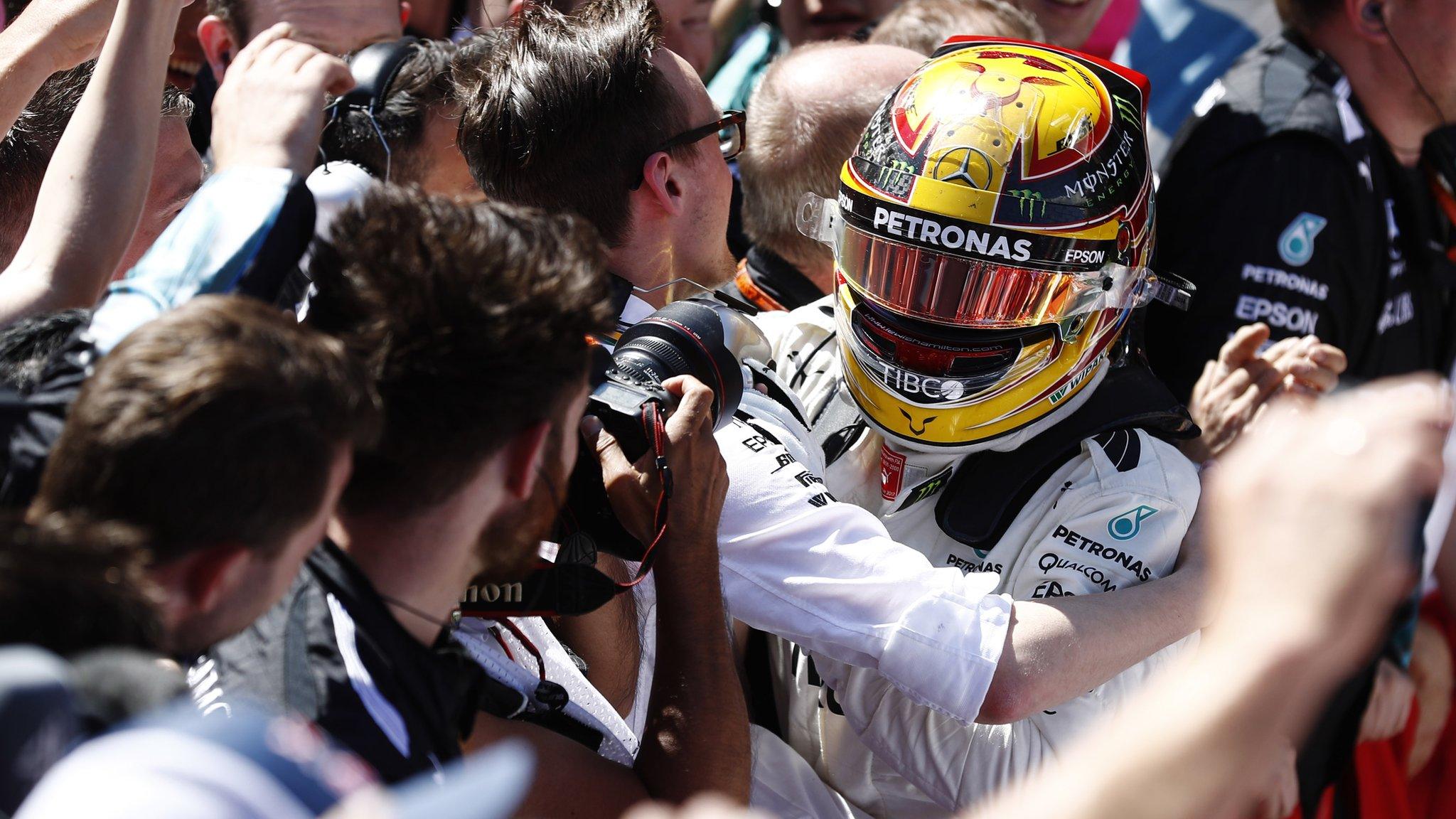 Lewis Hamilton celebrates