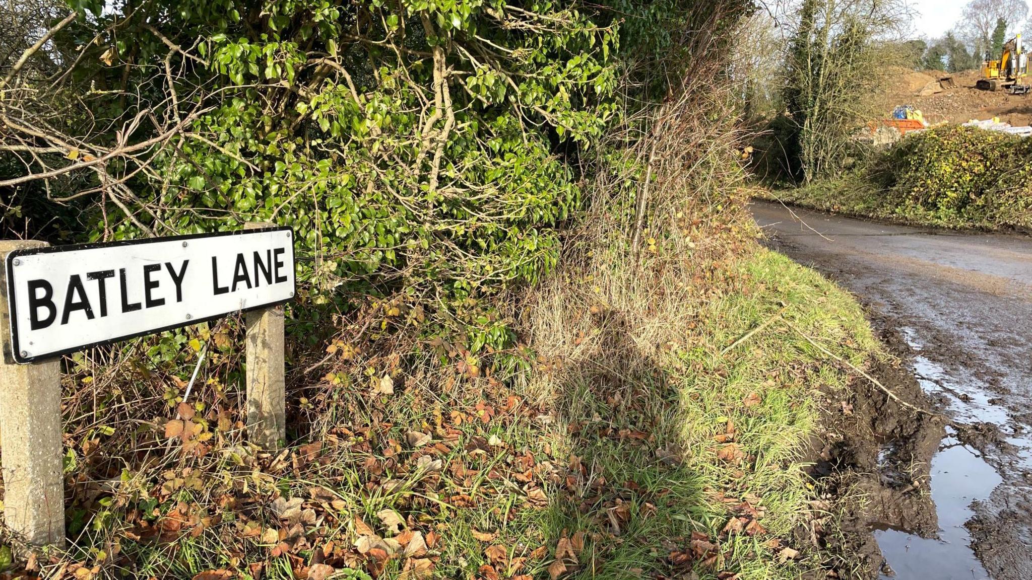 Photo of a street signs saying "Batley Lane", and a country lane