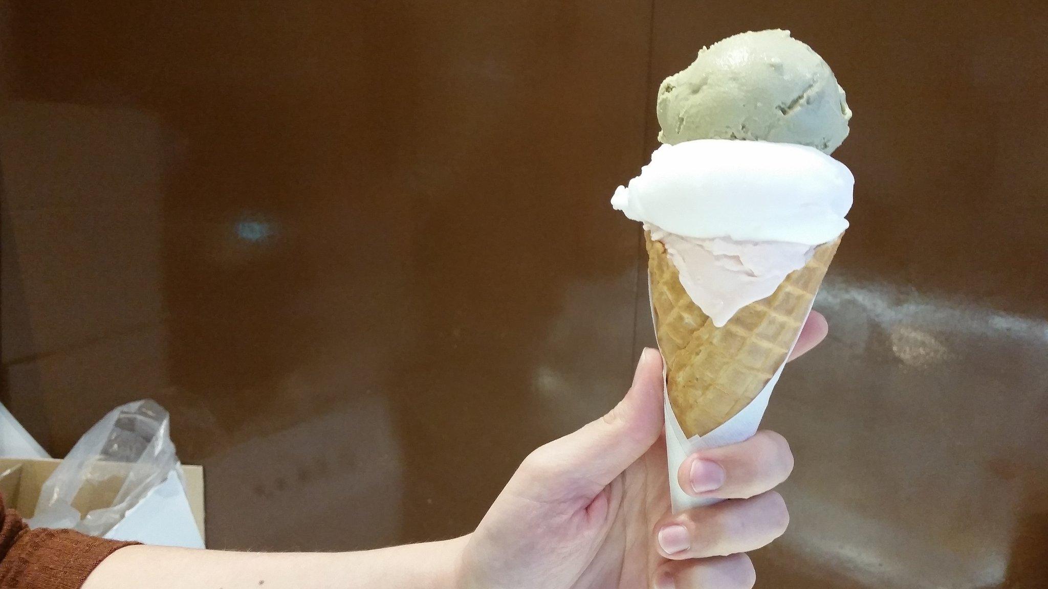 Matcha, lychee and rose ice cream