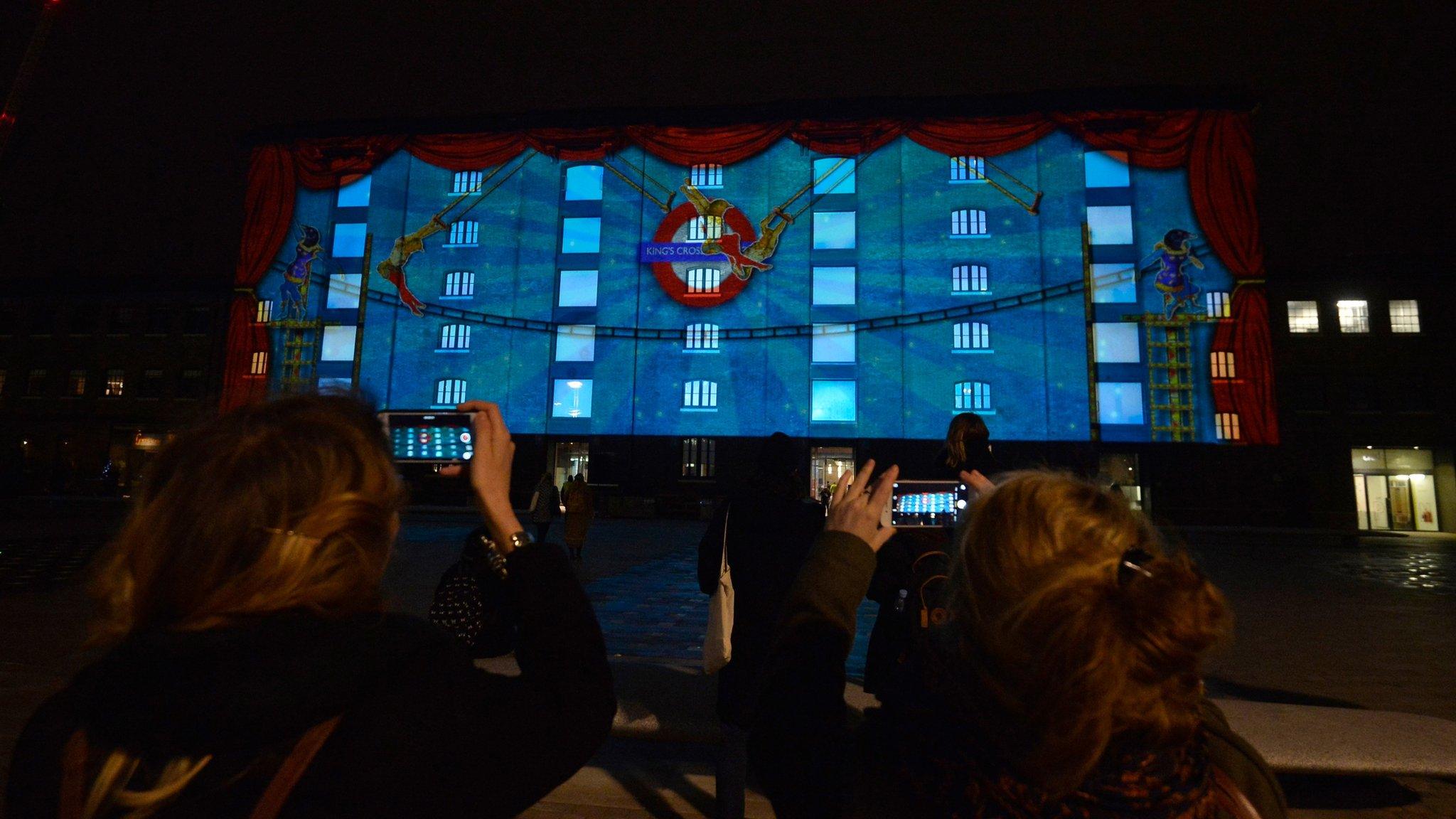 The Circus of Light animation lights up the Granary Building