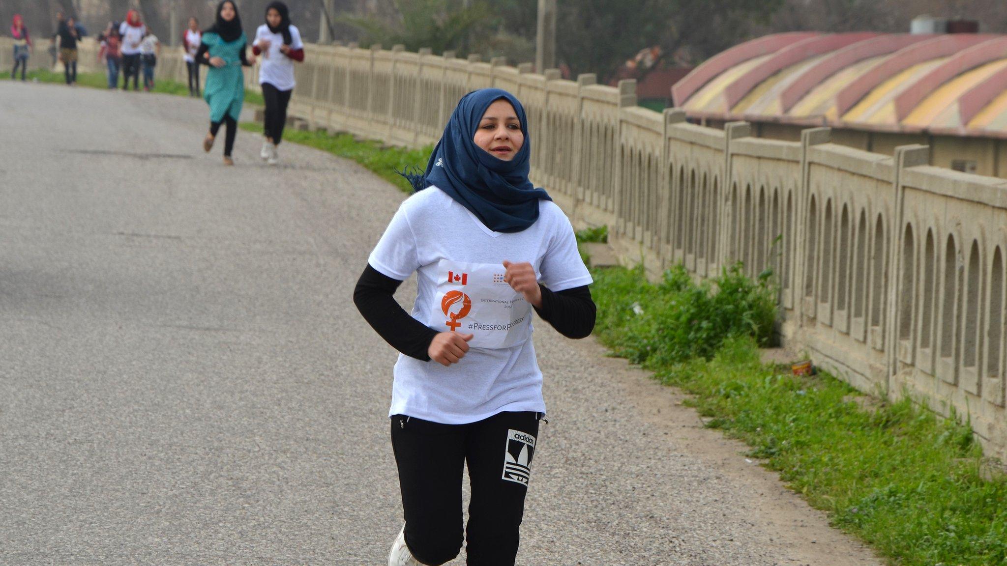 Iraqi woman races on International Women's Day