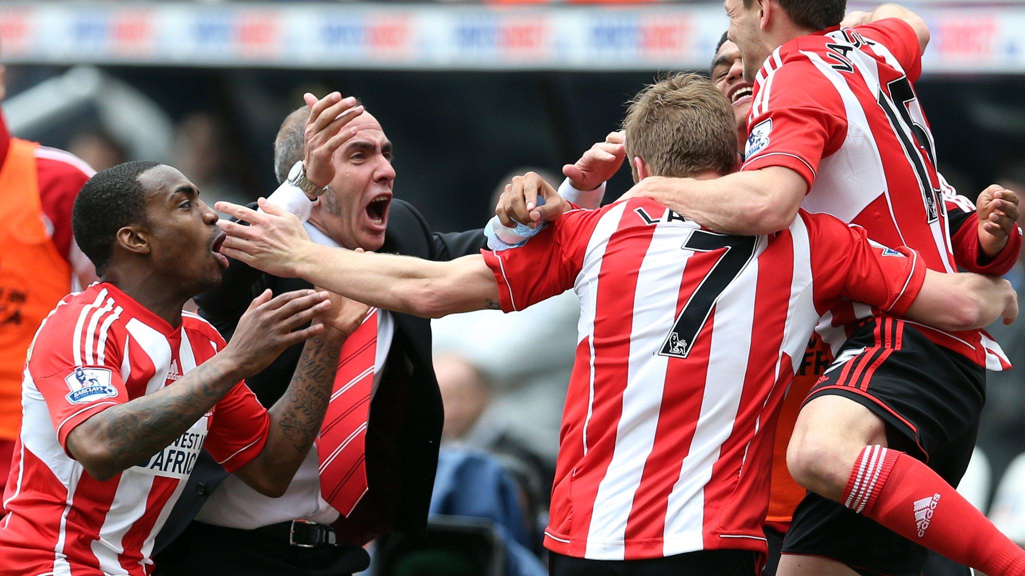 Sunderland celebrate scoring against Newcastle