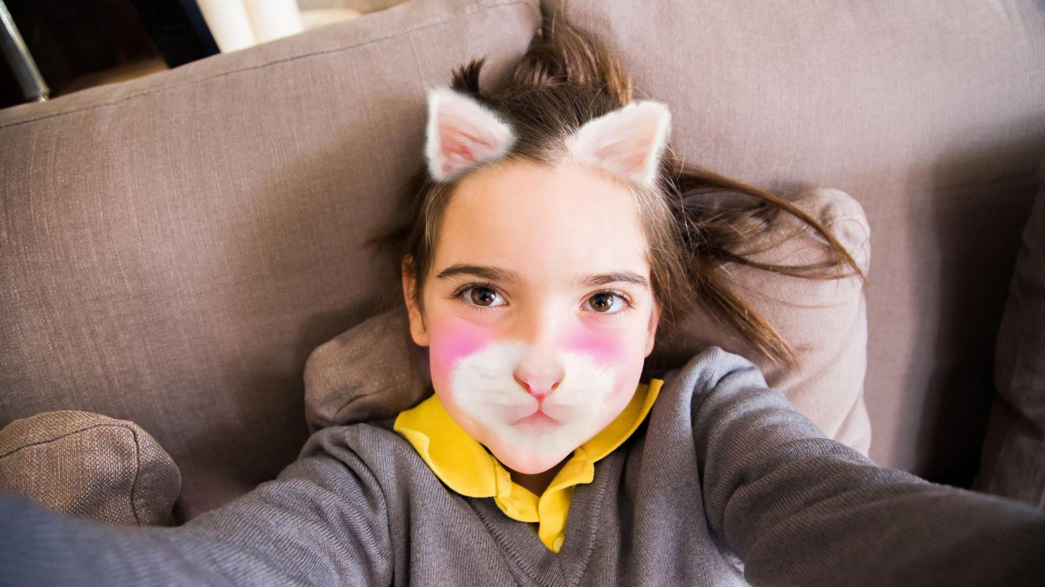 girl with cat filter. 