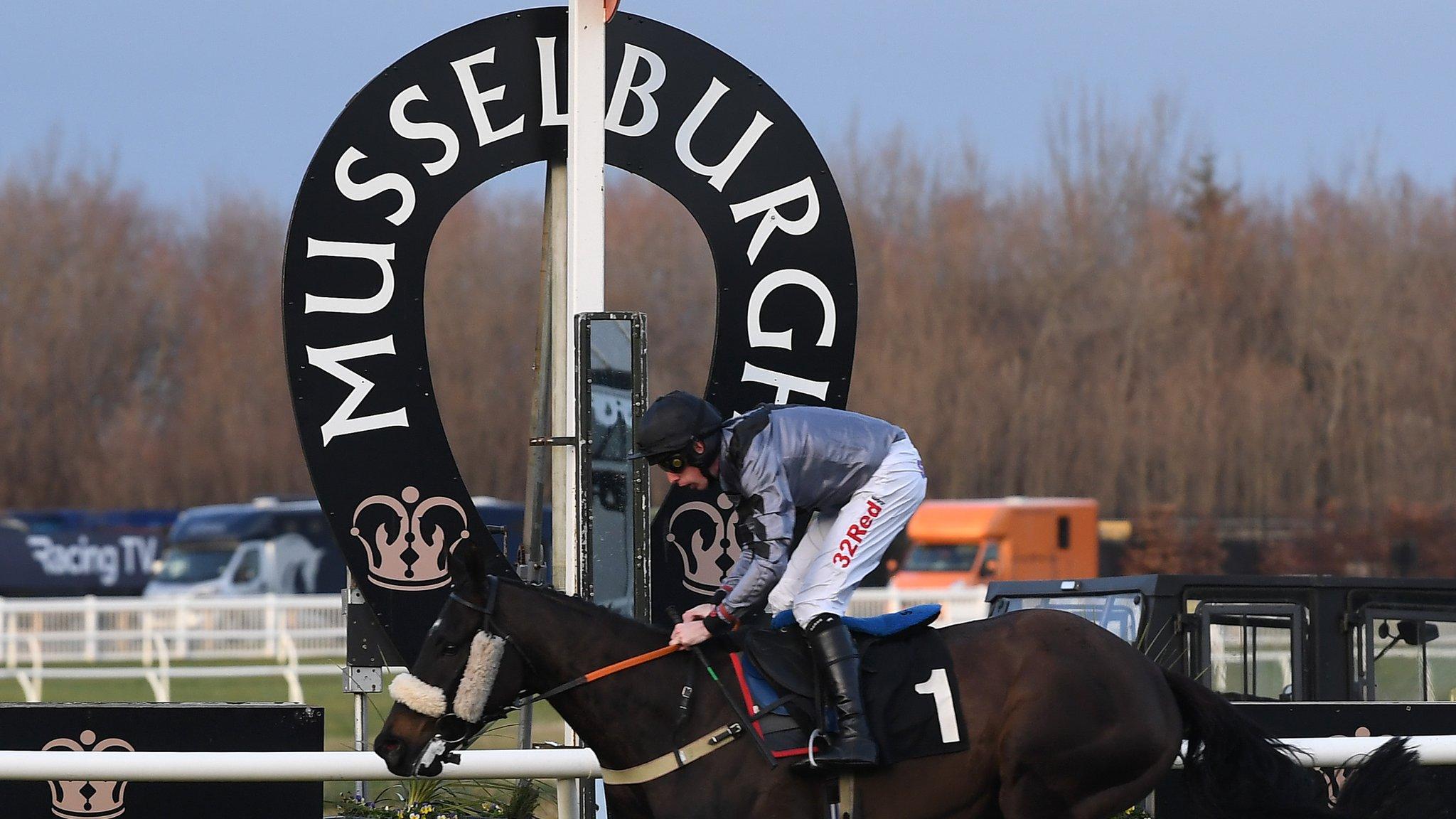 The finishing post at Musselburgh racecourse