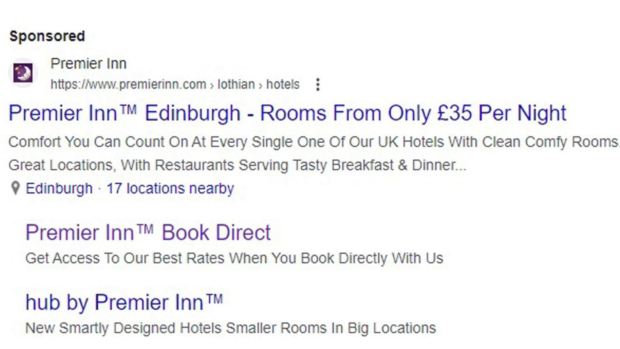 Premier Inn online advert