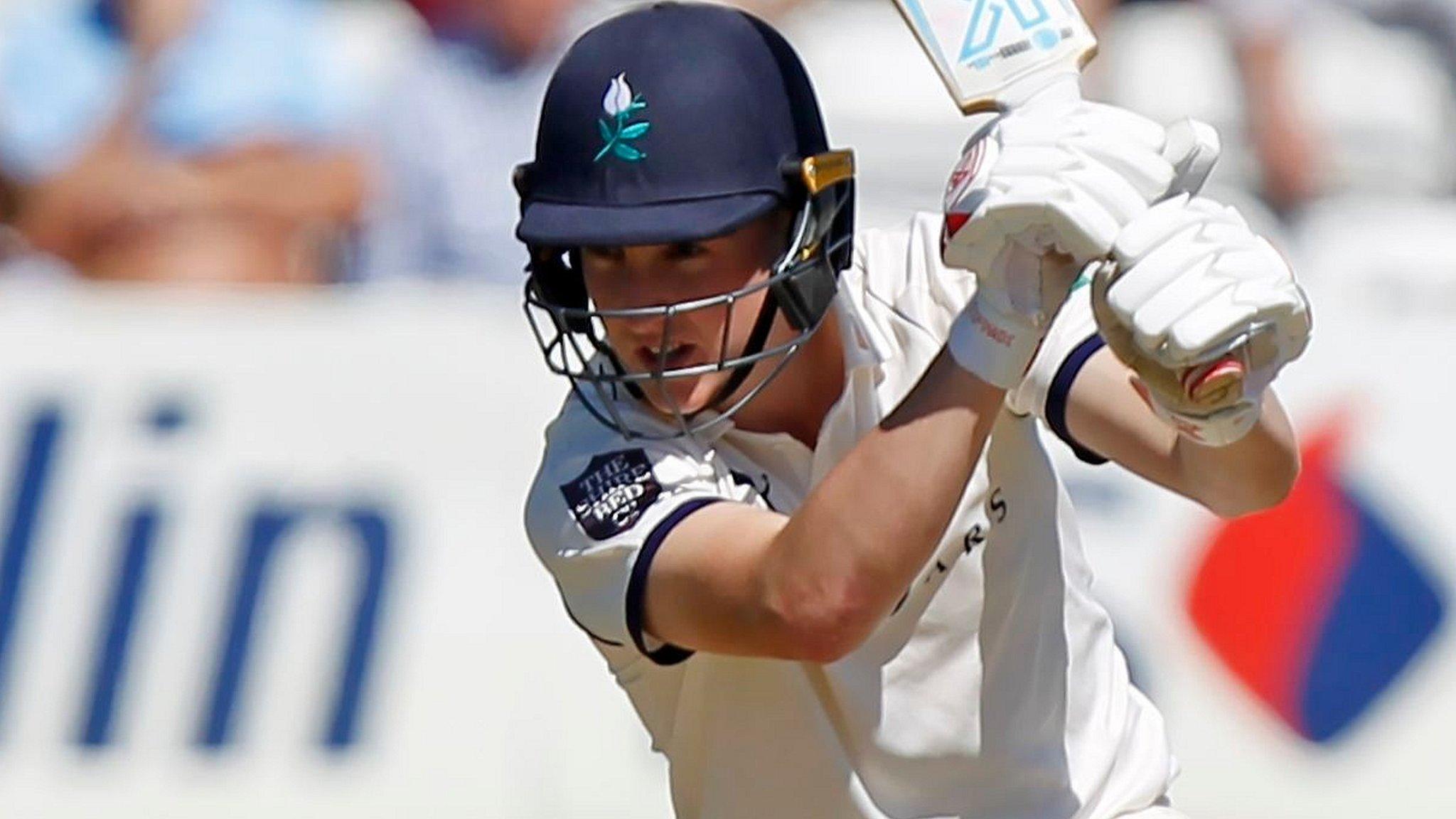 Yorkshire batsman Harry Brook plays a shot