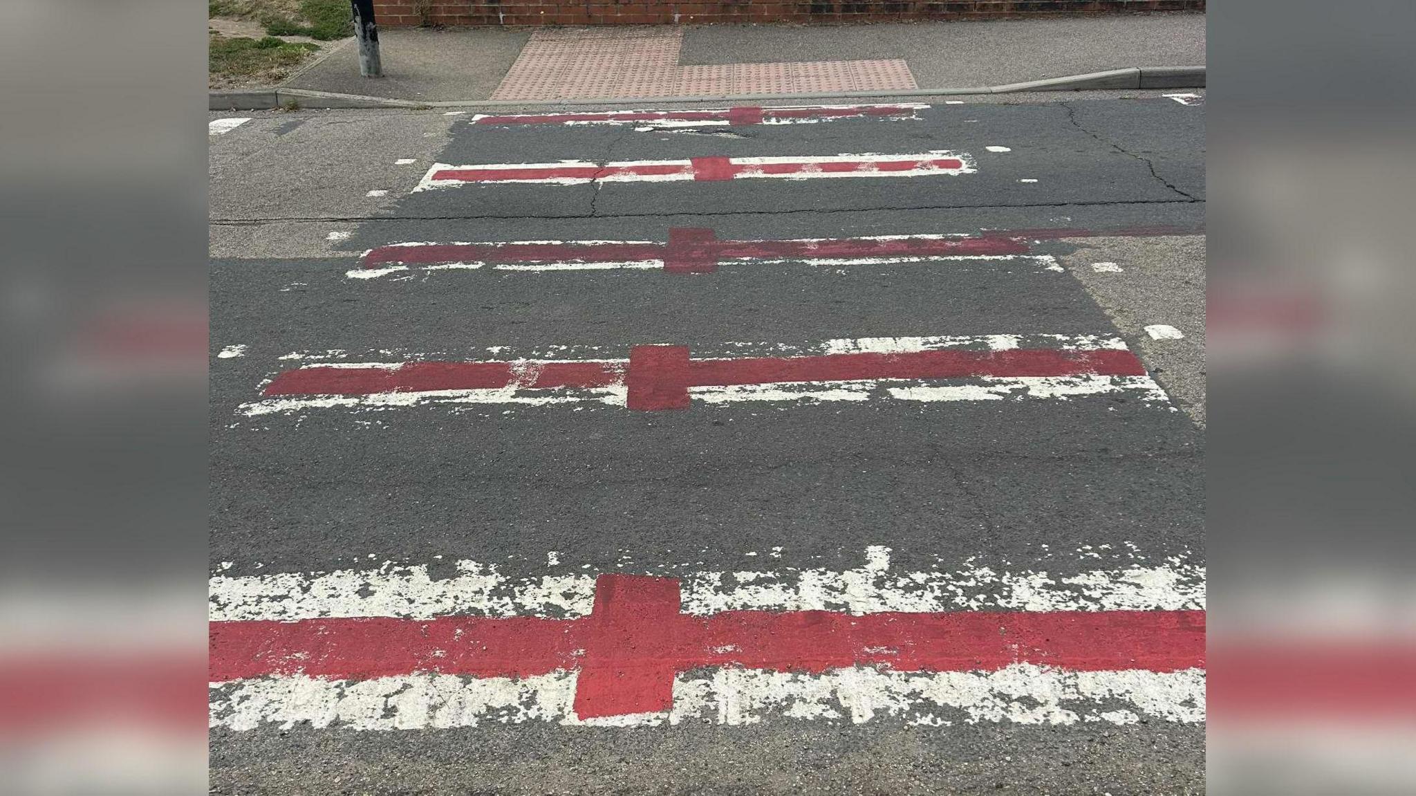 Flags of St George has been painted on a zebra crossing in Osborne Road, Willesborough in Kent.