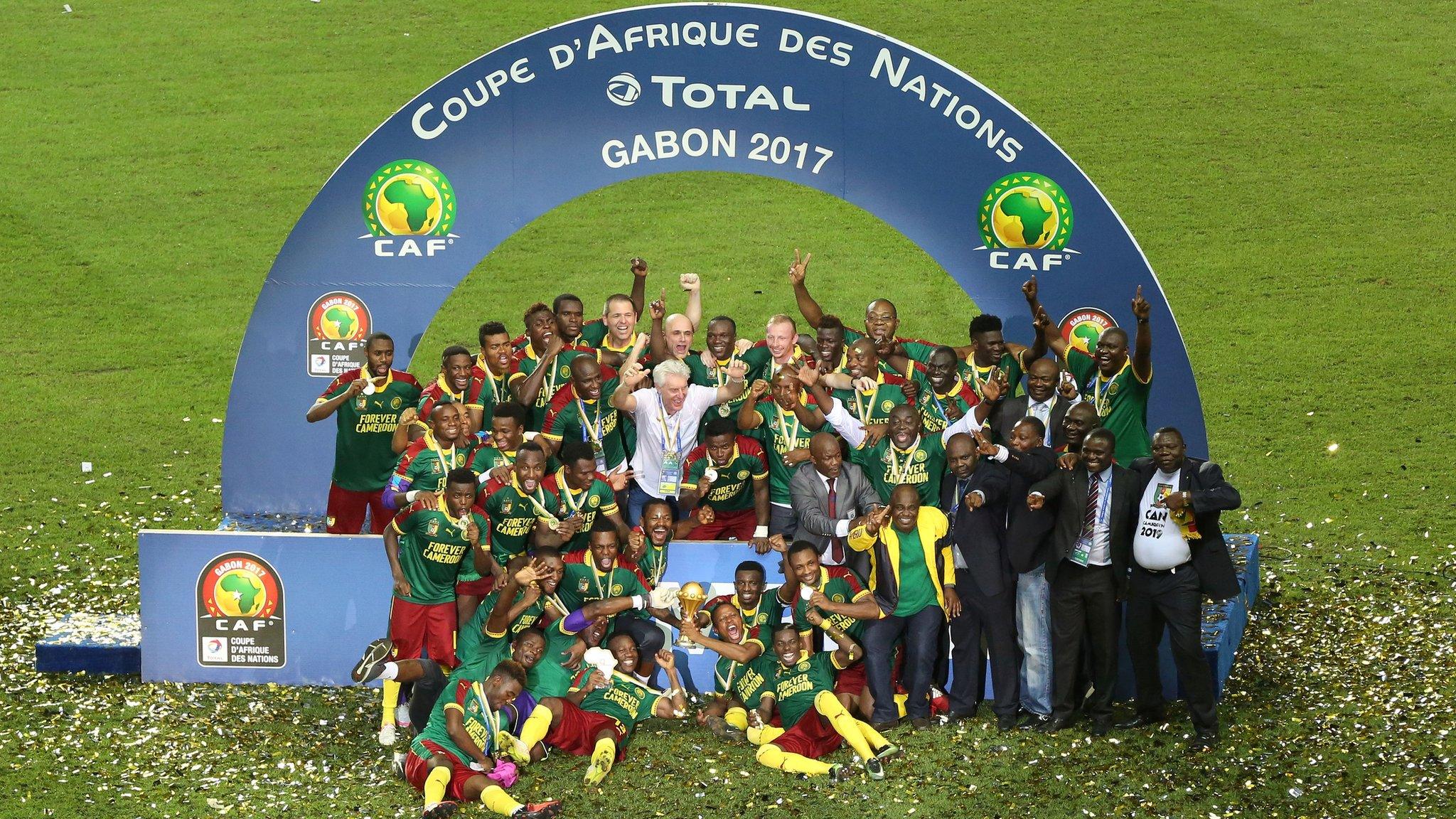 Cameroon celebrate winning the 2017 Africa Cup of Nations