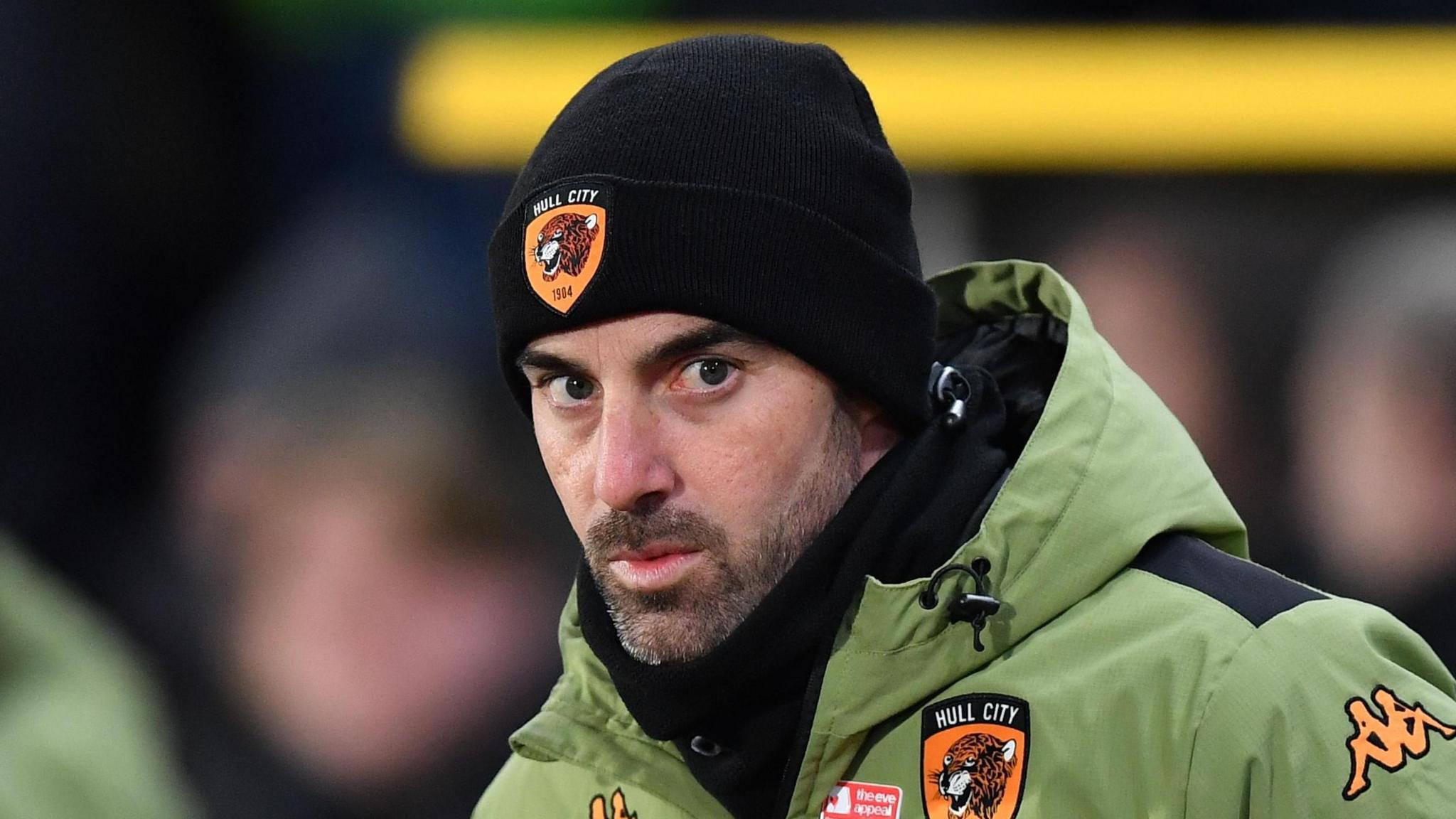 Hull City boss Ruben Selles looks on from the touchline