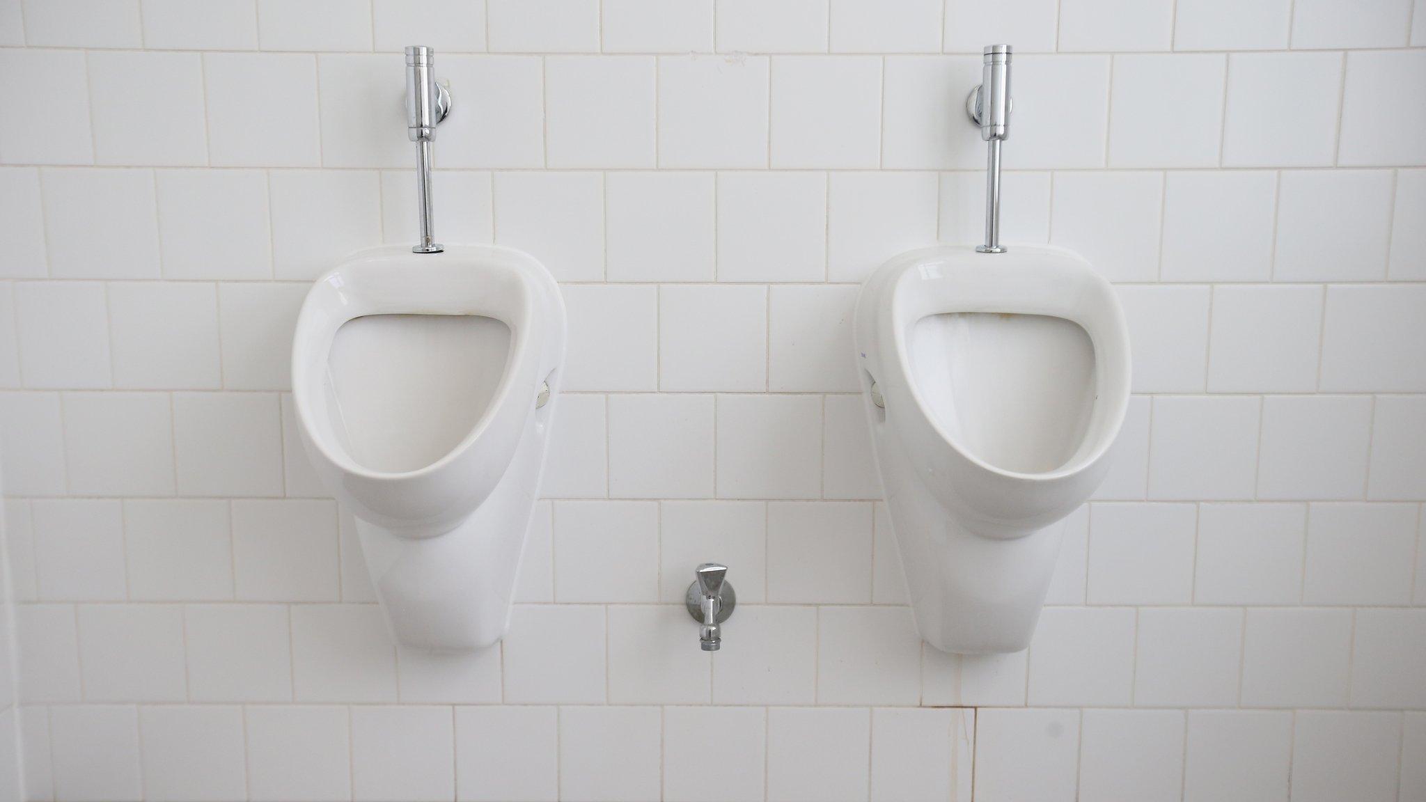 Urinals hang on a wall in a gender-neutral toilet at the office building of the city's Senate Administration for Work, Integration and Women on November 24, 2015 in Berlin, Germany