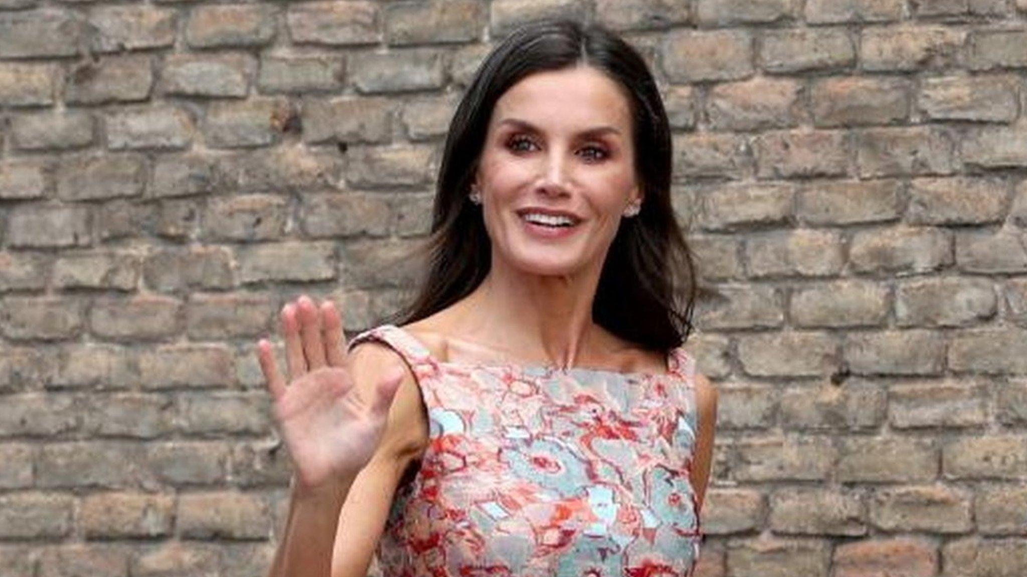 Queen Letizia of Spain arrives at Spain's National Heritage's workshop in Madrid, Spain, June 19, 2023.