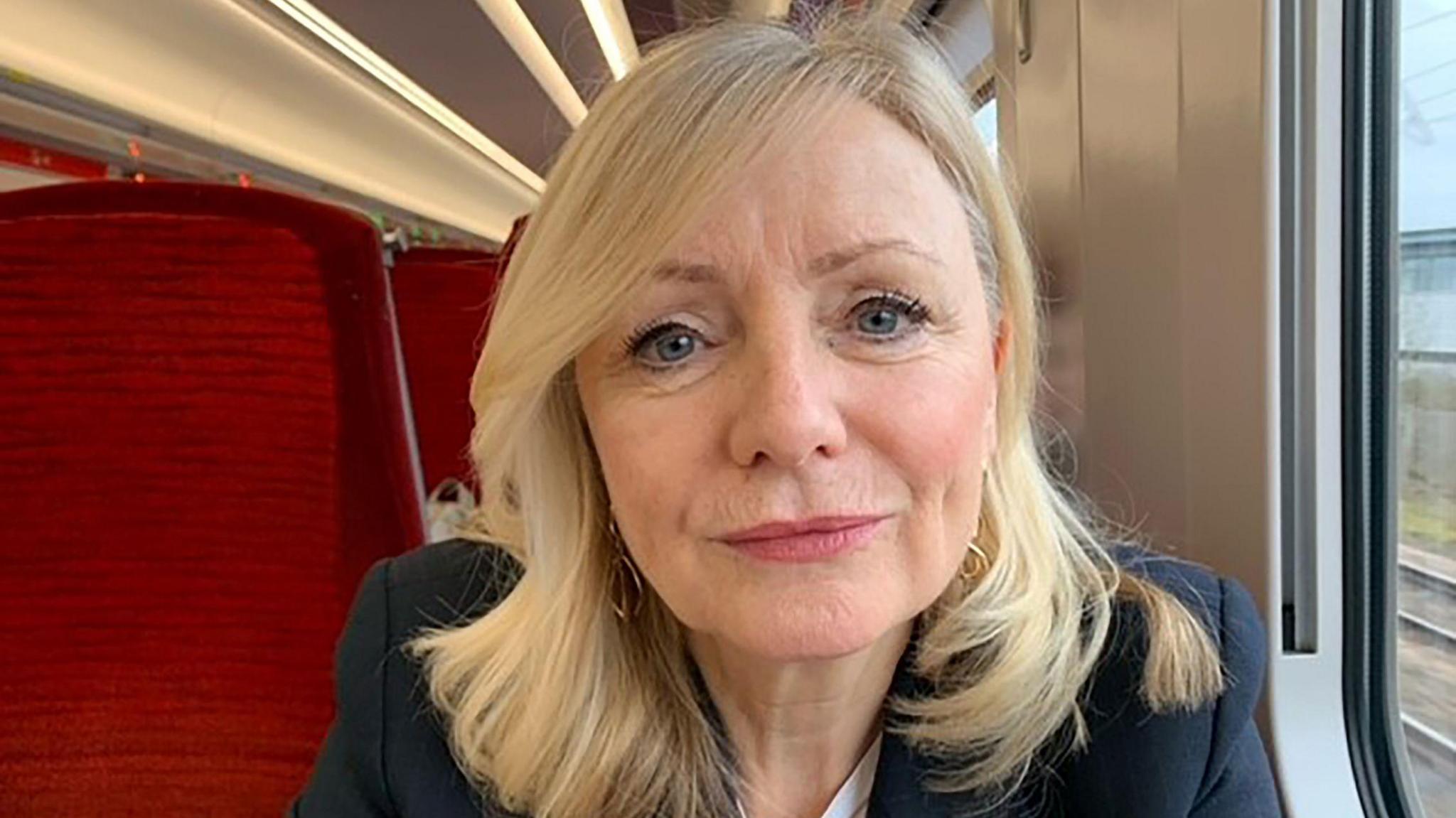 Tracy Brabin on a train