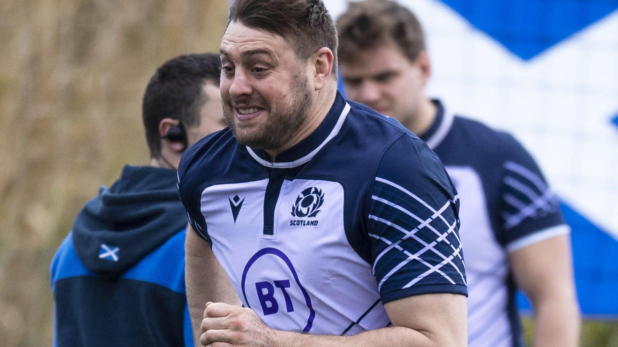 Nick Haining in training with Scotland