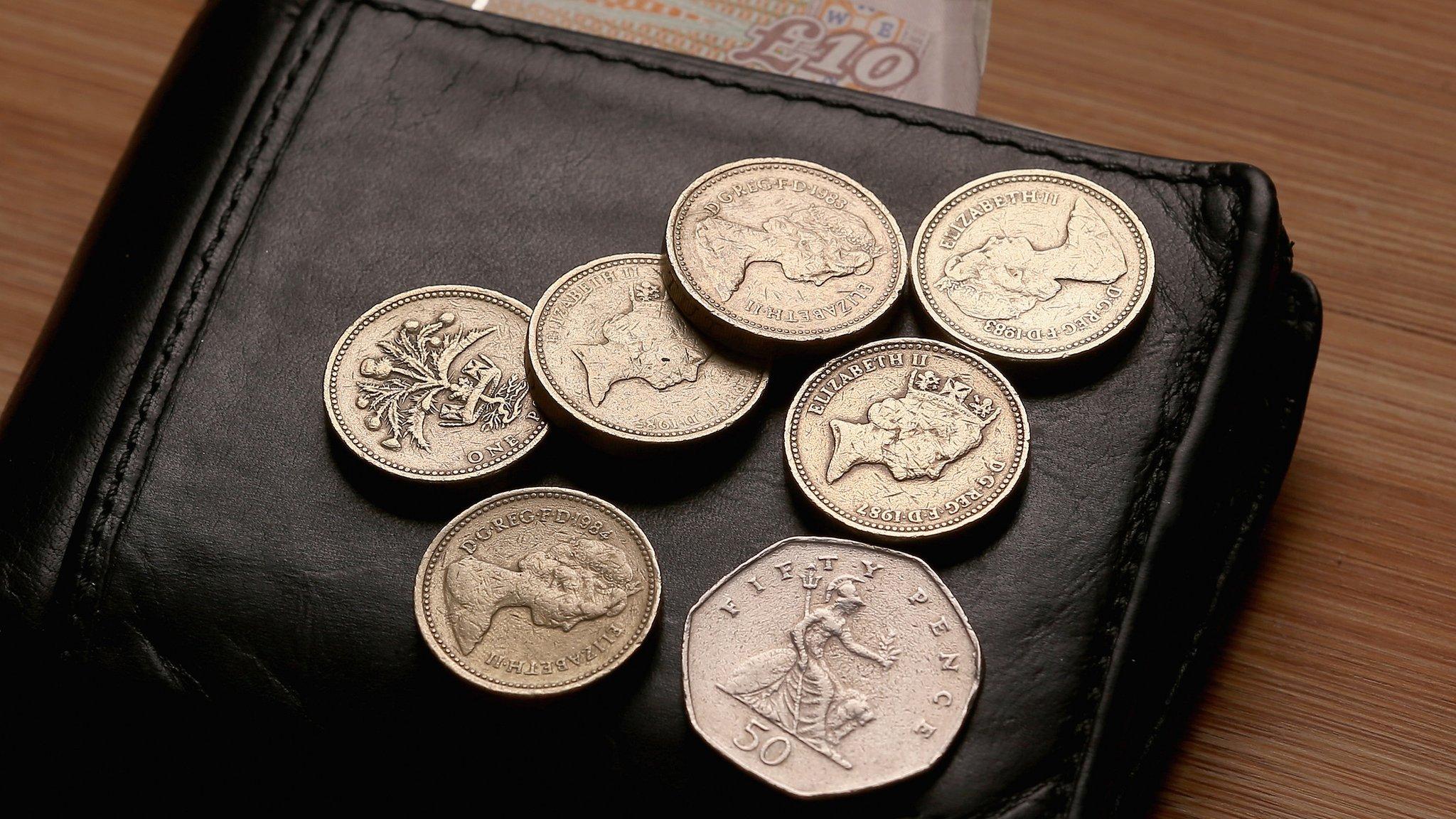 Coins and a wallet