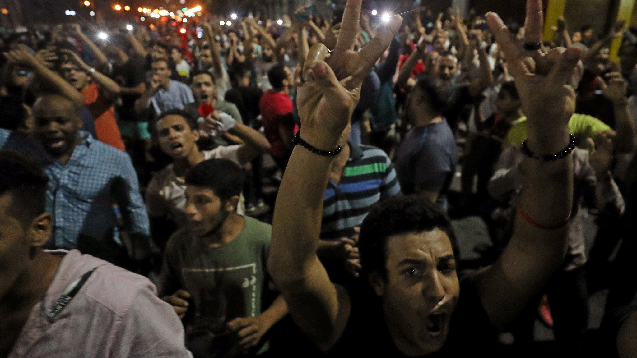 Anti-government protesters gather in central Cairo on 21 September 2019