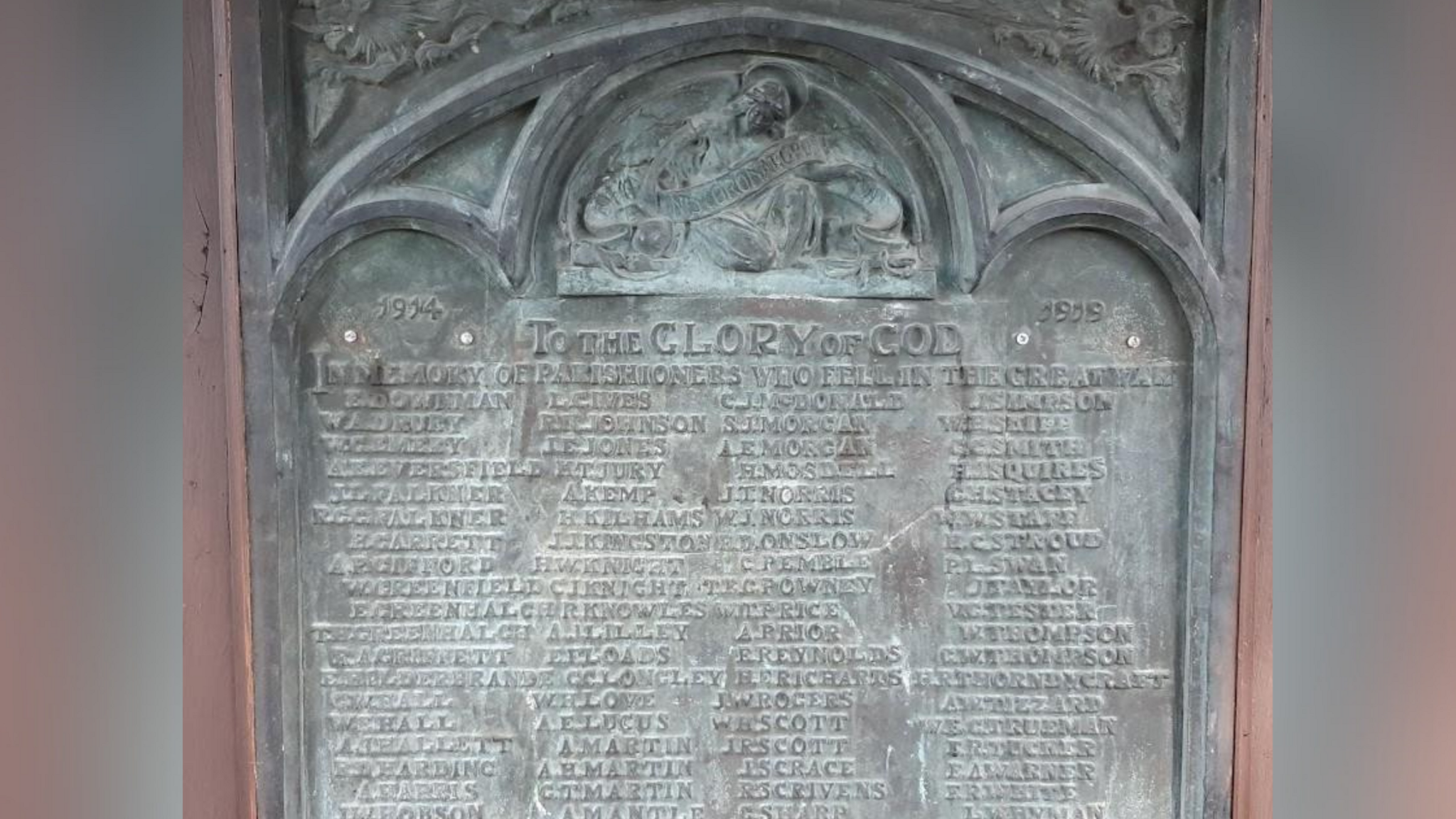 The plaque with all the names who gave their lives during the World War One.
