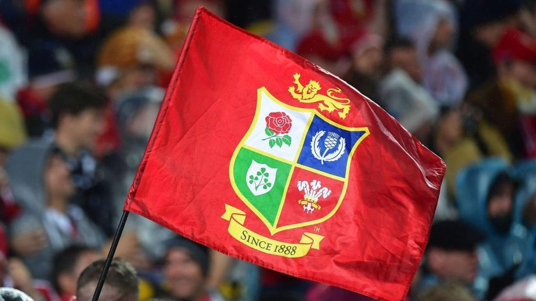 British and Irish Lions' fans fly the Lions flag