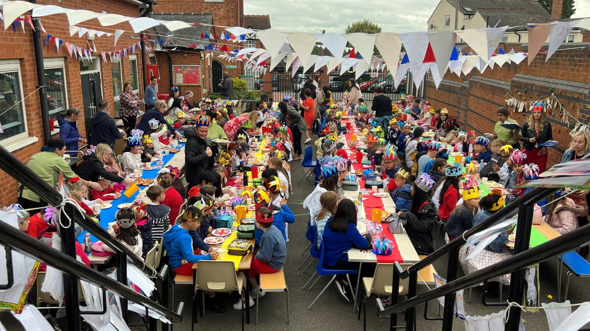 Queen's Platinum Jubilee at St Luke's Primary School, in Thurnby, Leicestershire,