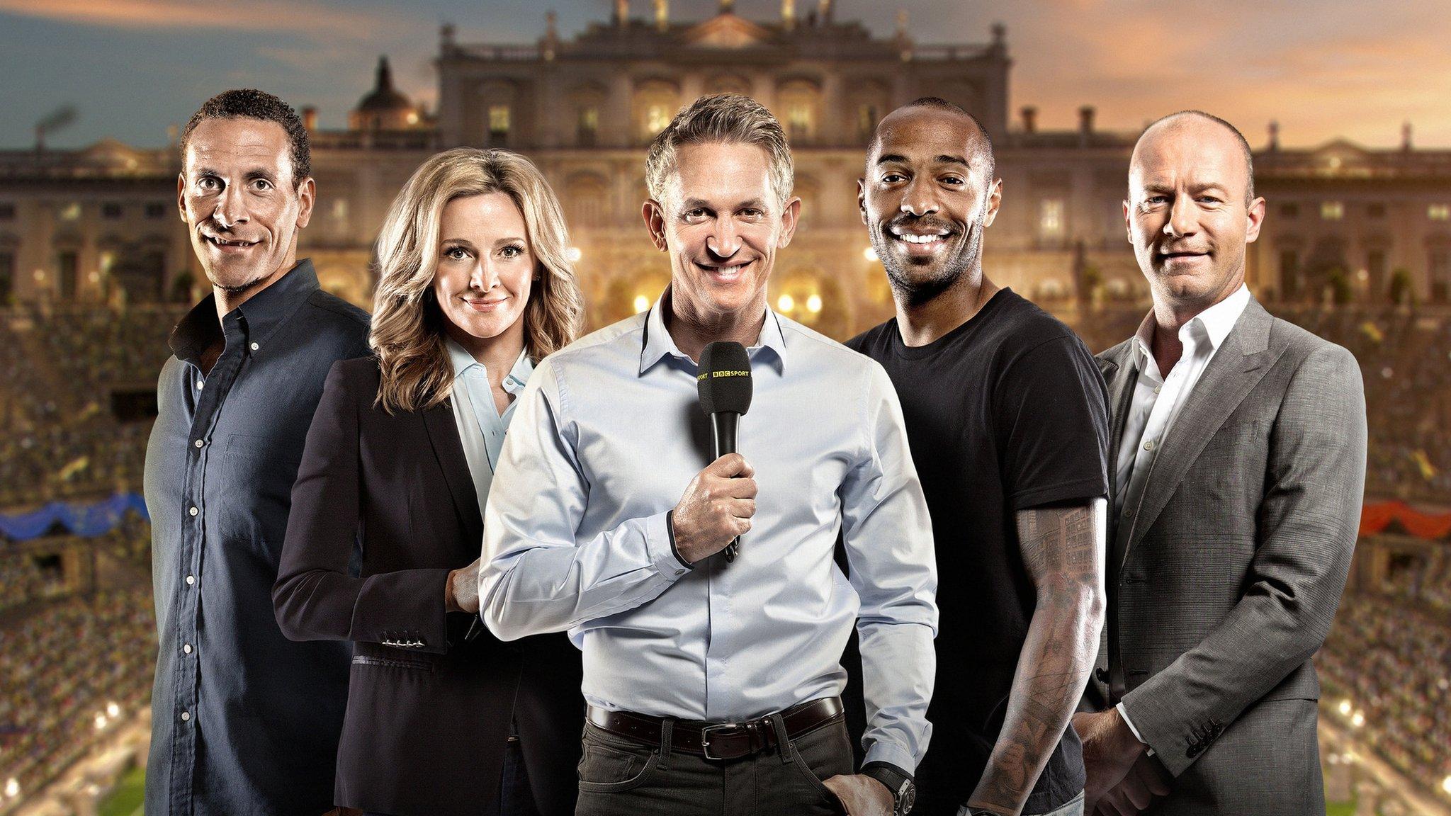 Rio Ferdinand, Gabby Logan, Gary Lineker, Thierry Henry and Alan Shearer